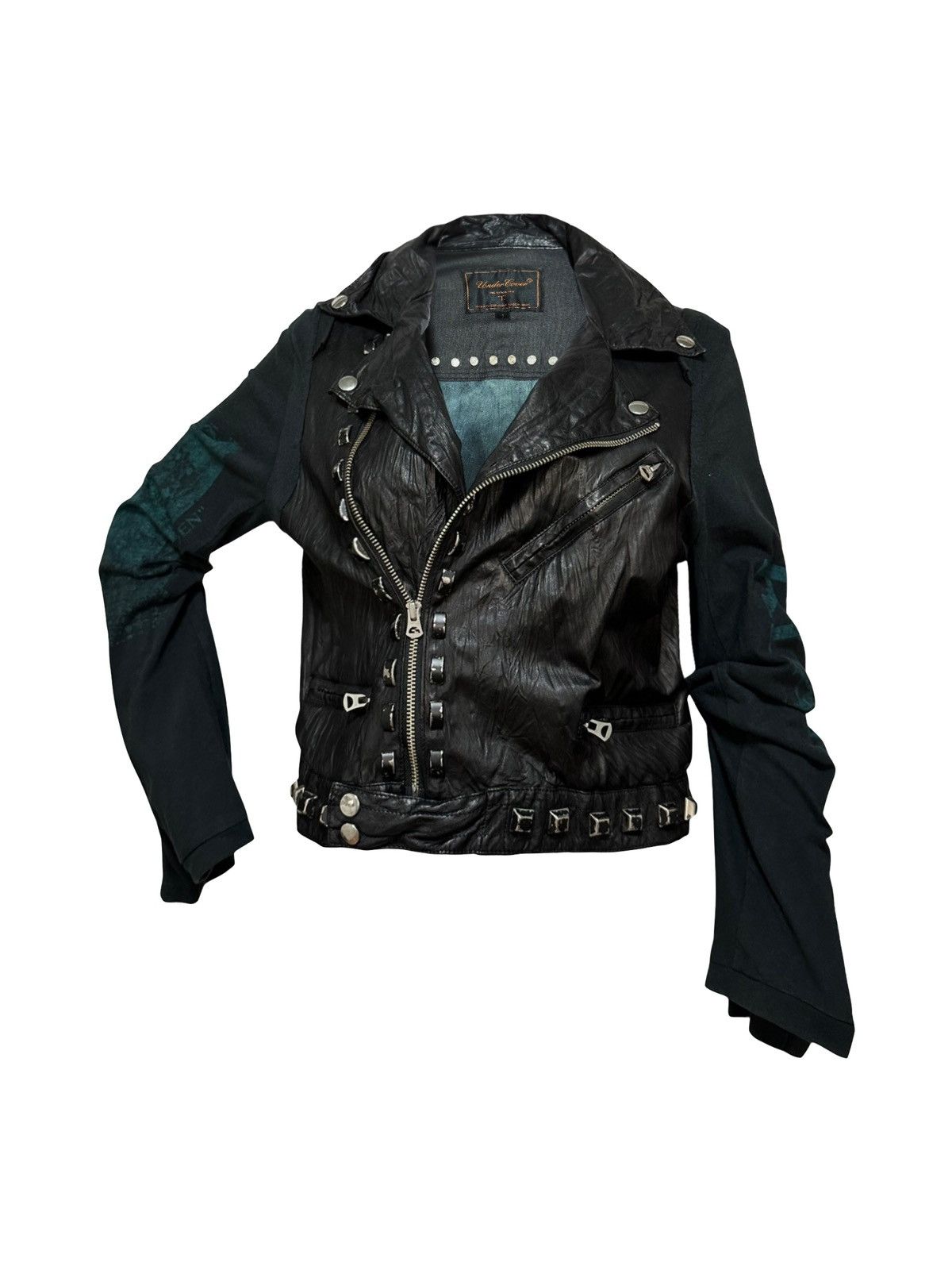 image of Undercover Spring Summer 2006 "t" Klaus Leather Jacket in Navy, Women's (Size Small)