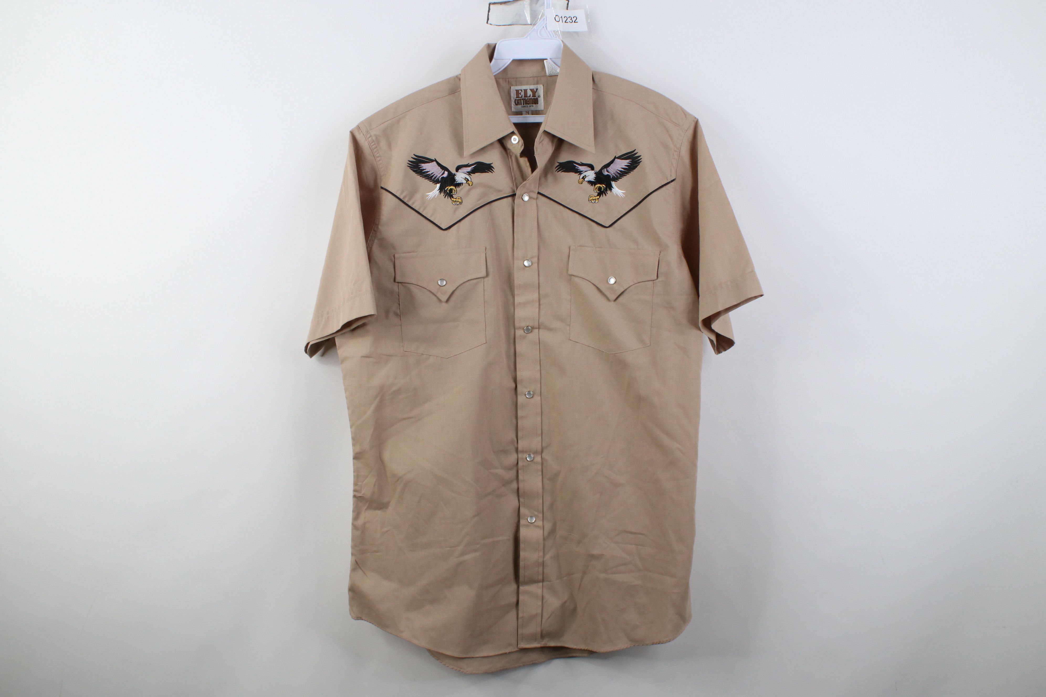 Vintage Vintage 90s Rockabilly Cowboy Eagle Snap Button Shirt Beige Size US M / EU 48-50 / 2 - 1 Thumbnail