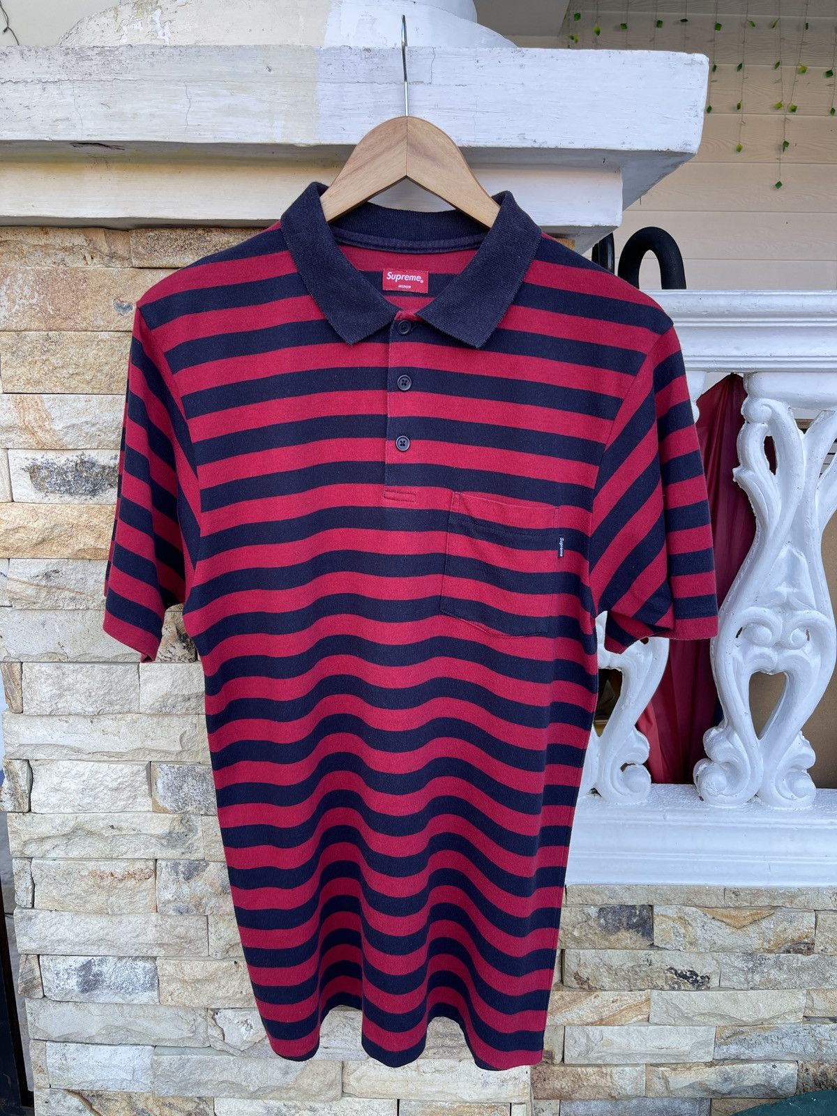 Supreme striped hot sale polo