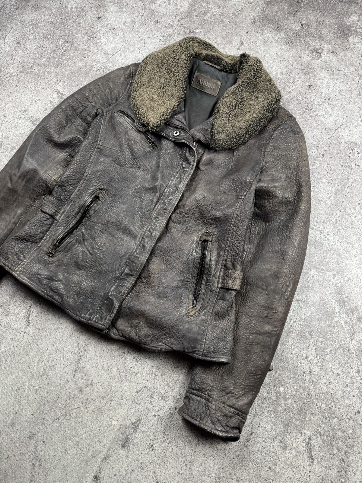 Japanese Brand Vintage Y2K Owens Style Shearling Asymetrical Leather Jacket Size S / US 4 / IT 40 - 4 Thumbnail