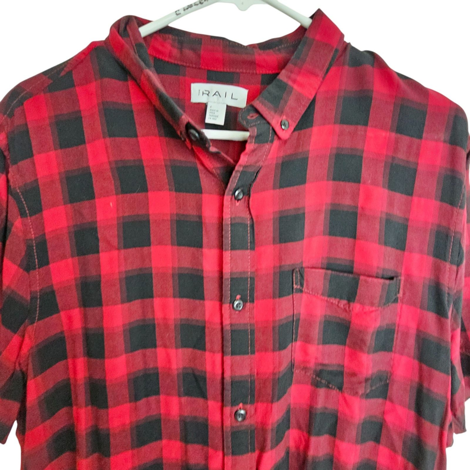 The Rail The Rail Mens Red Checker Button Shirt Size L Casual Hipster Size US L / EU 52-54 / 3 - 2 Thumbnail