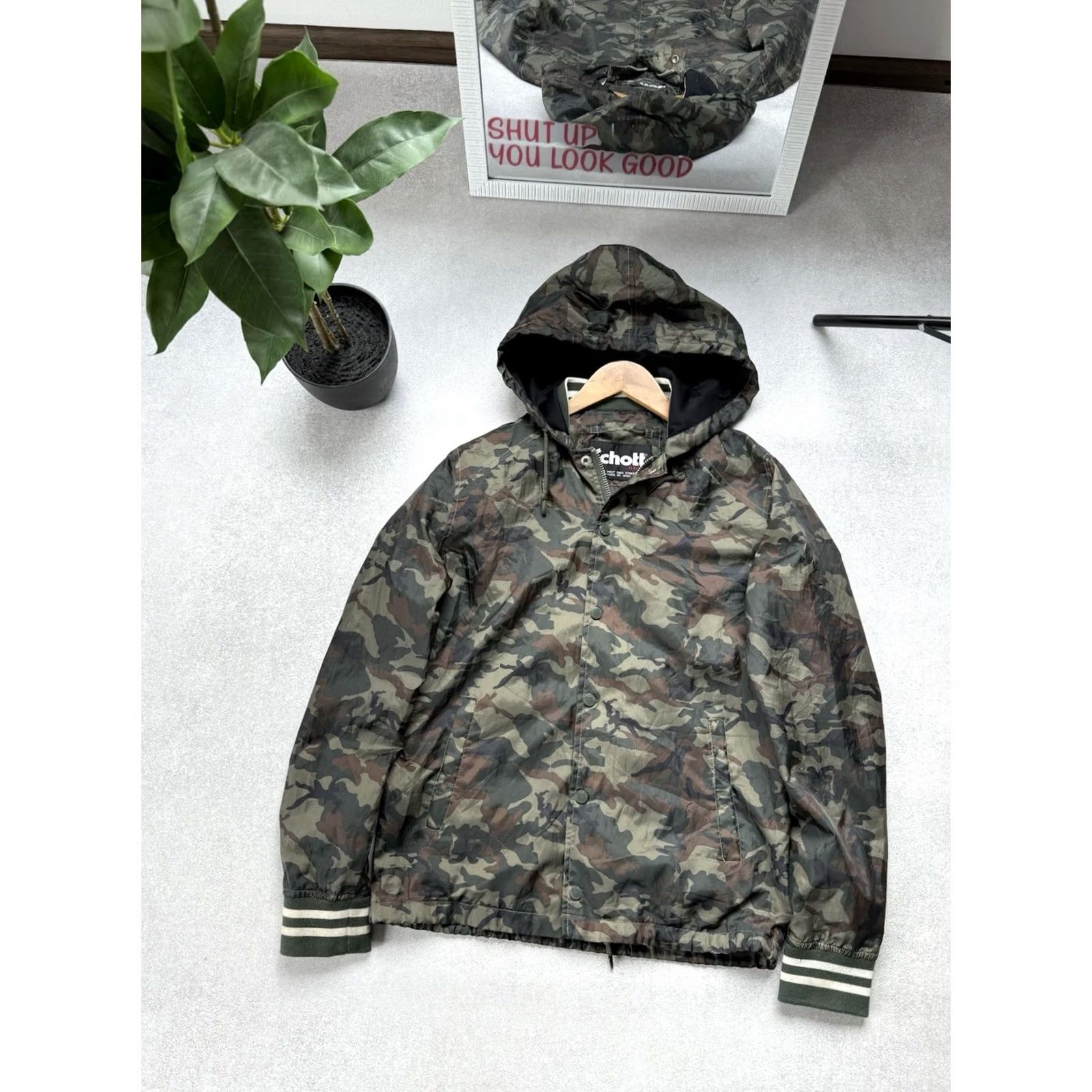 Schott VINTAGE Schott NYC Camouflage Hooded Jacket Men’s S Lightweight Camo Zip Up Coat Size US S / EU 44-46 / 1 - 3 Thumbnail