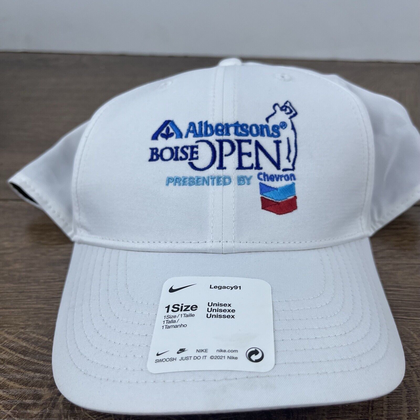 Nike Albertsons Boise Open Hat White Cap Nike Golf Hat Adjustable Size ONE SIZE - 4 Thumbnail