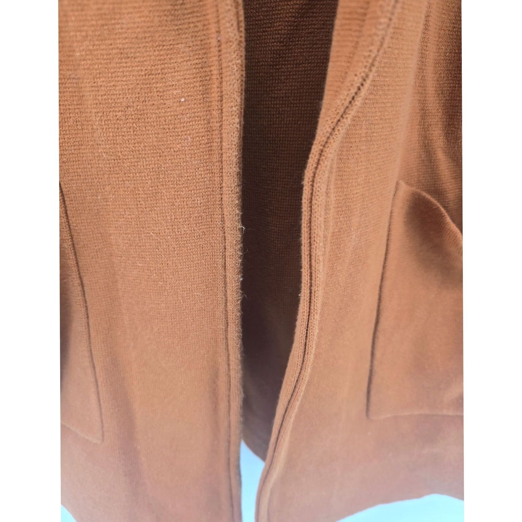 Quince Quince Blazer Cardigan Womens M Rust Brown Knit Open Front Patch Pockets Size M / US 6-8 / IT 42-44 - 3 Thumbnail