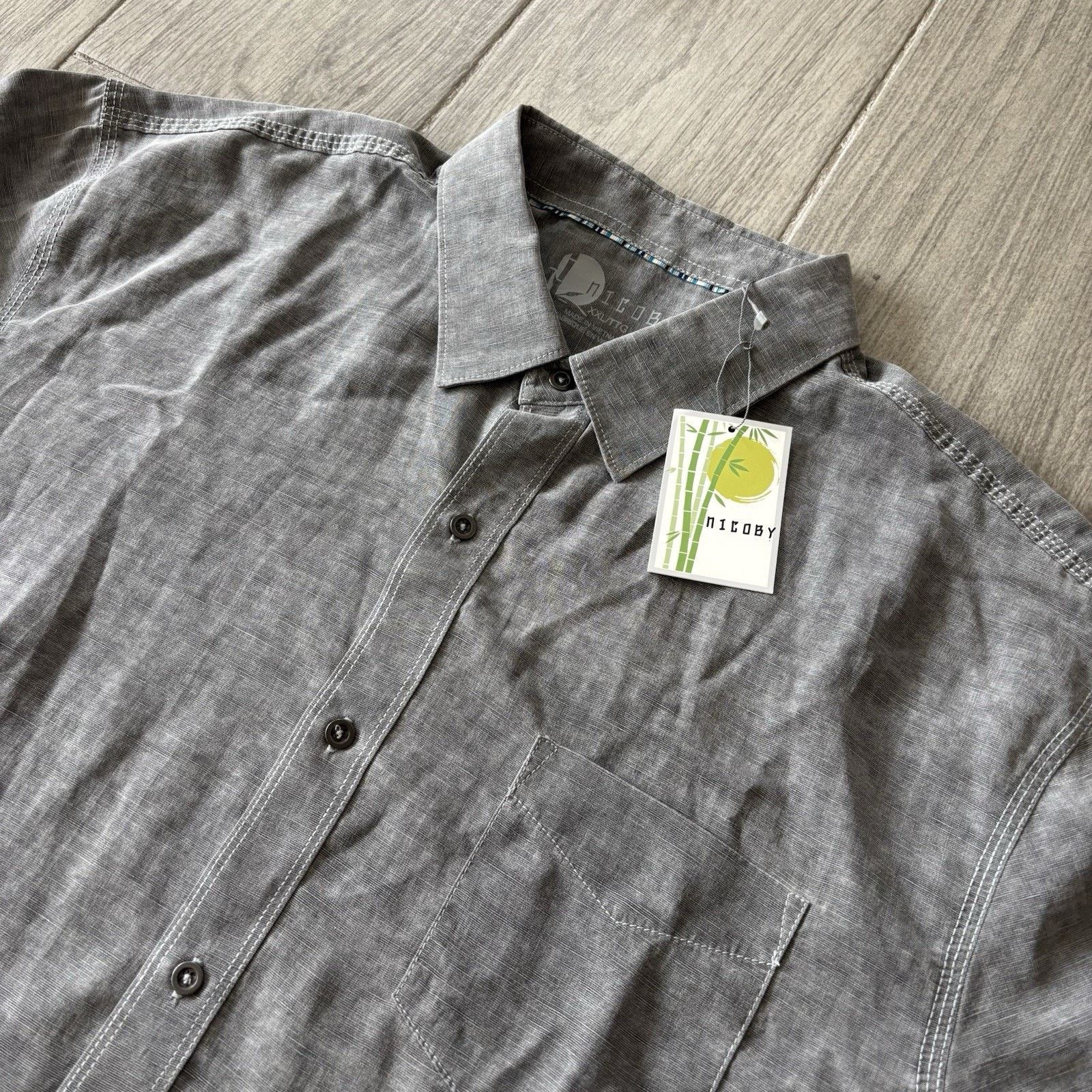 Other Nicoby Linen Blend Shirt Button Up Grey Men’s XXL NWT Size US XXL / EU 58 / 5 - 2 Thumbnail