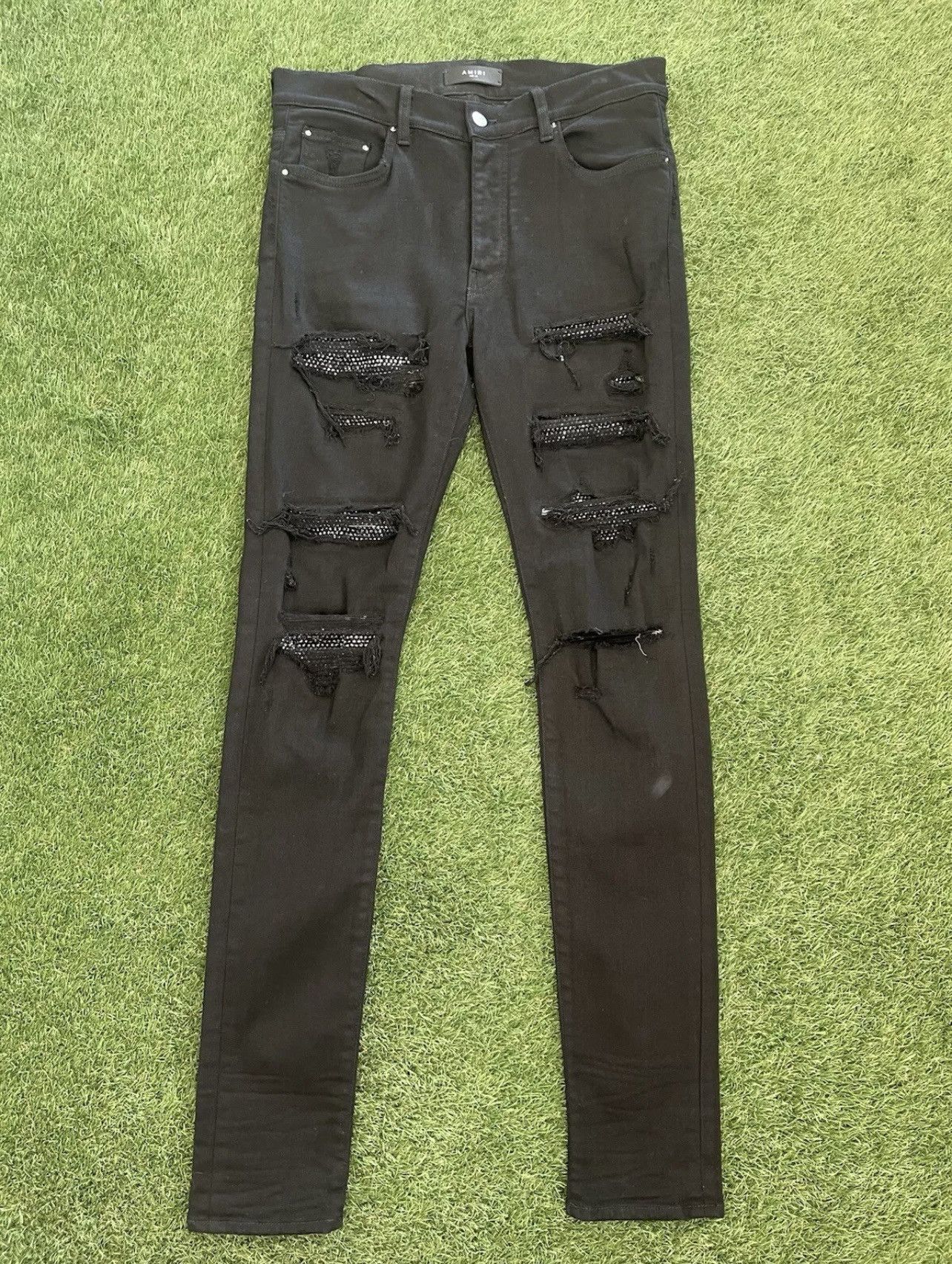 Amiri Size 34 - Amiri Crystal Patches MX1 Skinny Jeans $2,395 Size US 34 / EU 50 - 2 Thumbnail