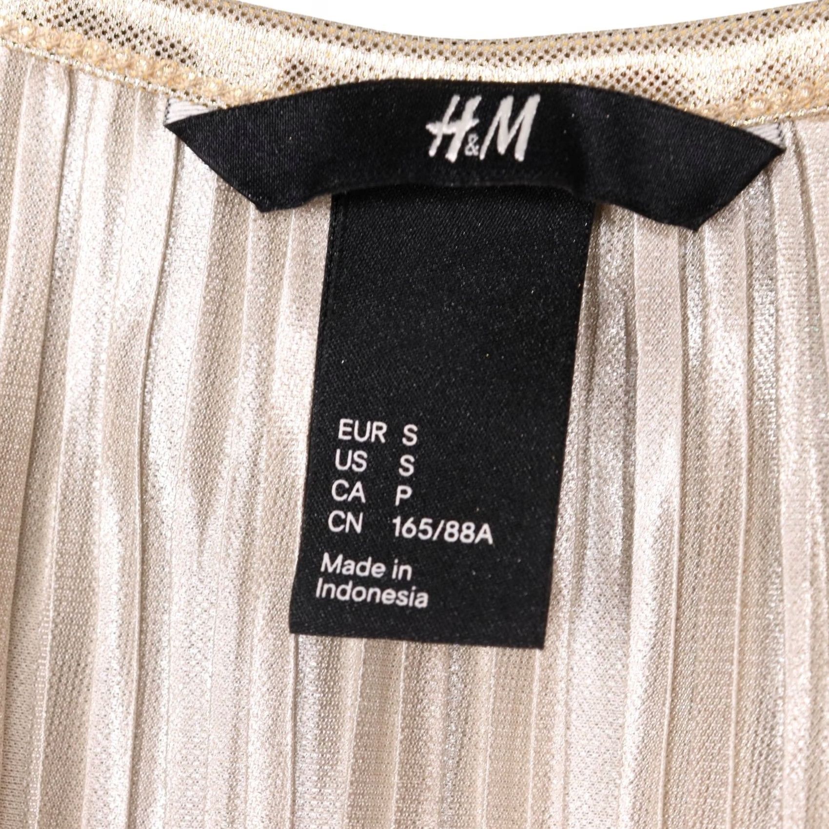 H&M H&M Womens Pleated Tank Top Size Small Metallic Gold Camisole Spaghetti Strap Sleeveless Pocket? Size S / US 4 / IT 40 - 2 Thumbnail