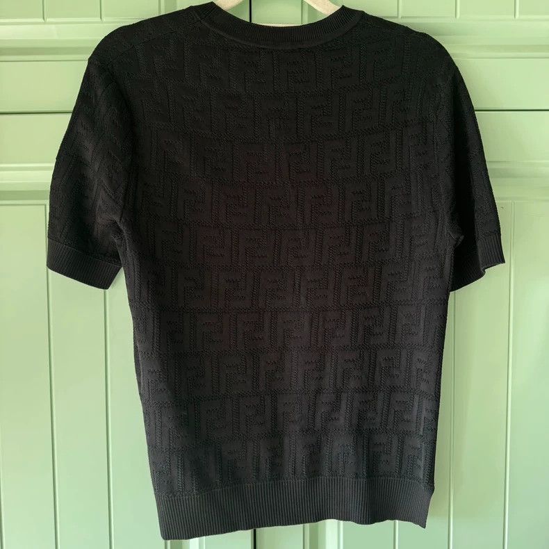 Fendi Fendi size 38 Black Logo Pattern Knitted Short Sleeve Size US XXS / EU 40 - 2 Thumbnail