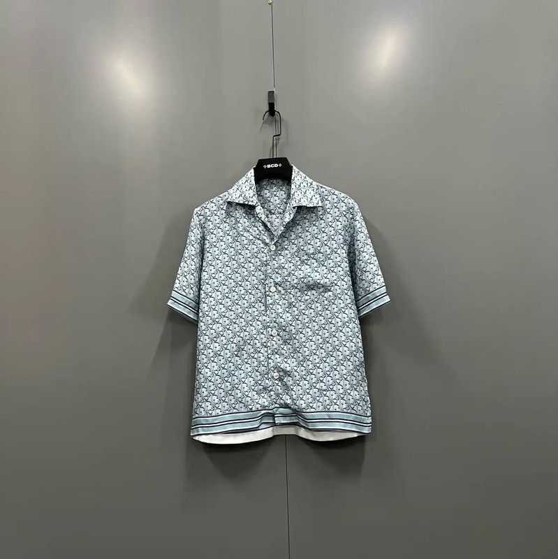 Dior Dior Blue Silk Short Sleeve Shirt 0089 Size US M / EU 48-50 / 2 - 1 Thumbnail