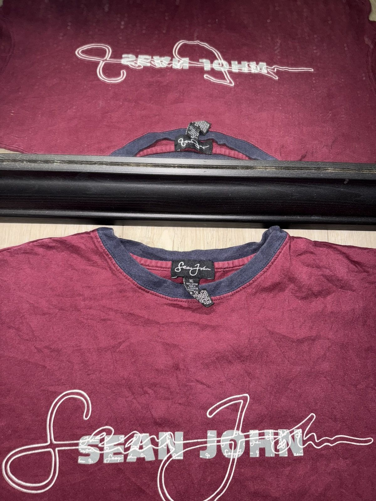 Sean John × Vintage Vintage / Y2K Sean John Burgundy Logo Shirt Size US XL / EU 56 / 4 - 3 Thumbnail