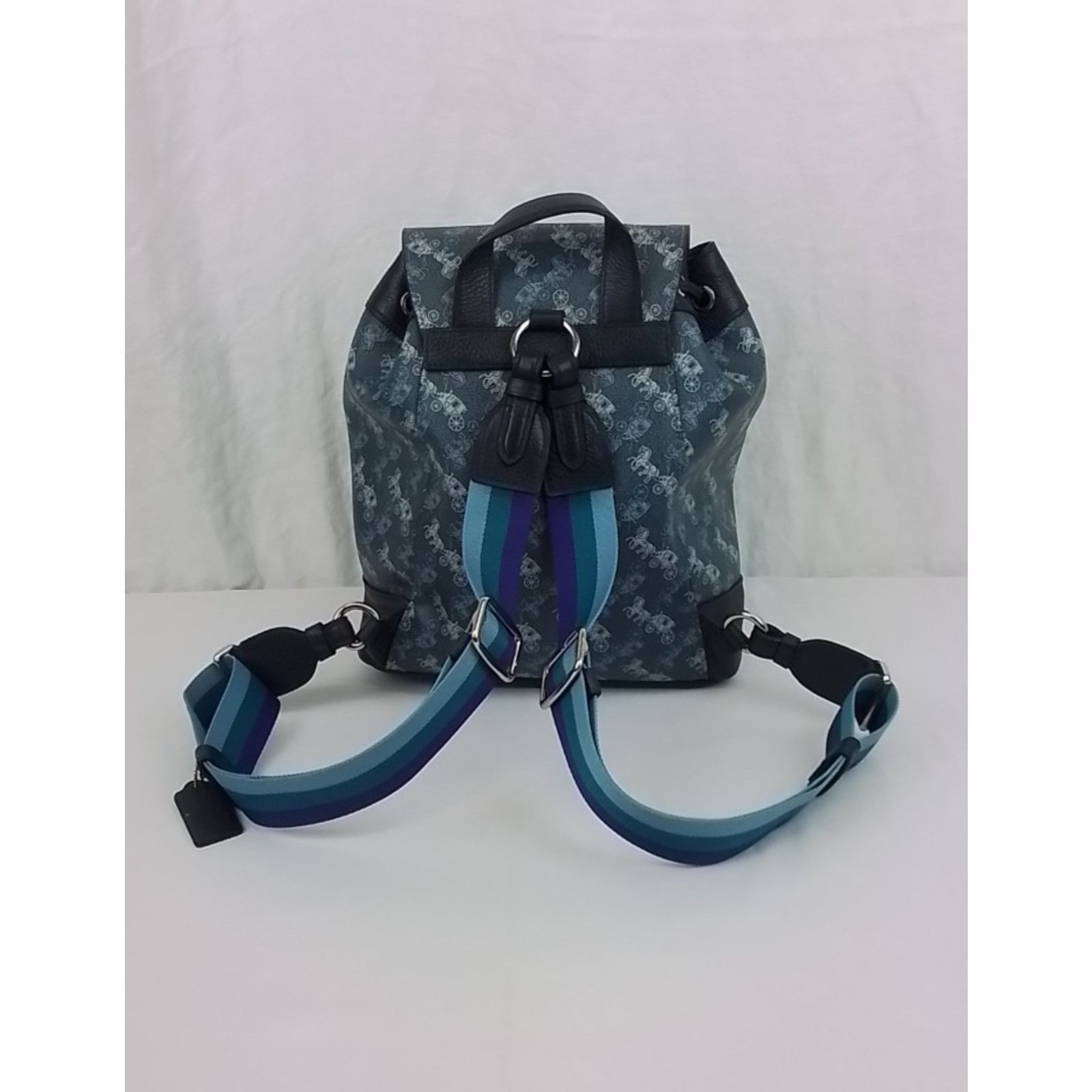 Coach Coach Jes Backpack Horse + Carriage Print Blue Drawstring Size ONE SIZE - 4 Thumbnail