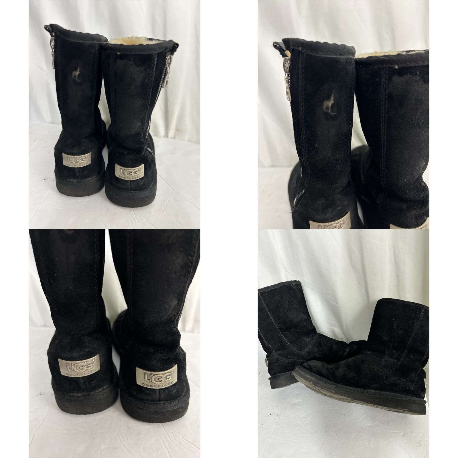 Ugg UGG Australia Mayfaire Boots Women 7 US 38 EU Black Leather Sheepskin Zip Mid-Calf Snow Boot Womens Size US 6 / IT 36 - 9 Thumbnail