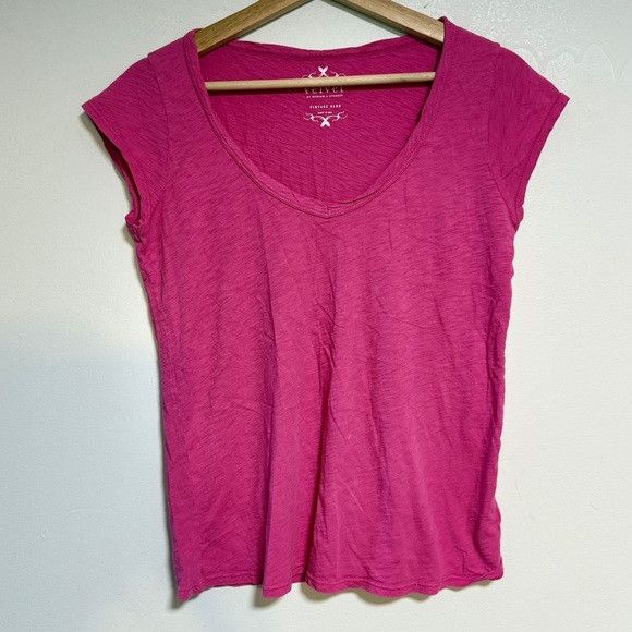 Velvet Velvet by Graham & Spencer Slub Pink V-Neck Tee Size S Size S / US 4 / IT 40 - 2 Thumbnail