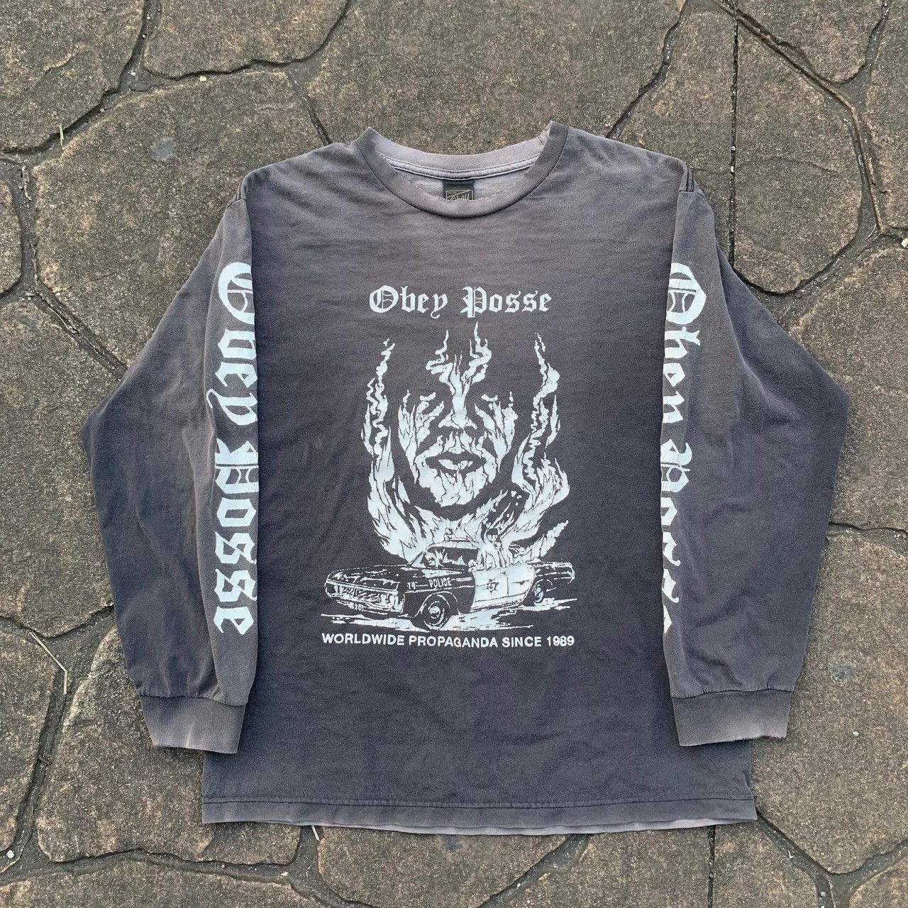 Obey Thrashed Sun Faded Obey Shirt Distressed Grunge ERD WCC BAND Size US L / EU 52-54 / 3 - 1 Thumbnail