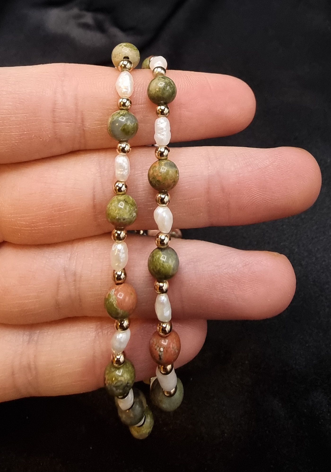 Vintage Vintage Unakite Jasper & Pearl Long Necklace Size ONE SIZE - 5 Thumbnail