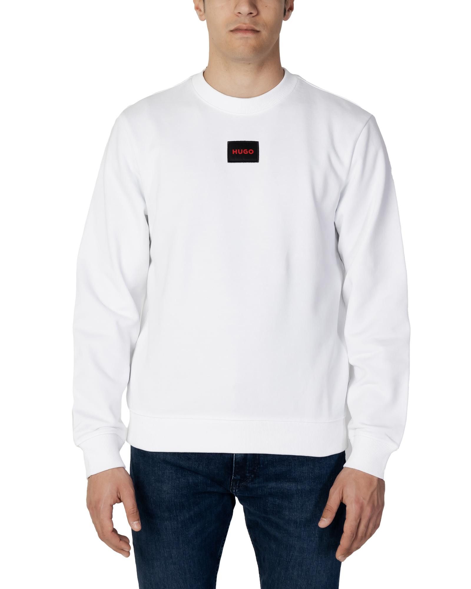 image of Hugo Plain White Long Sleeve Round Neck Sweatshirt, Men's (Size Large)
