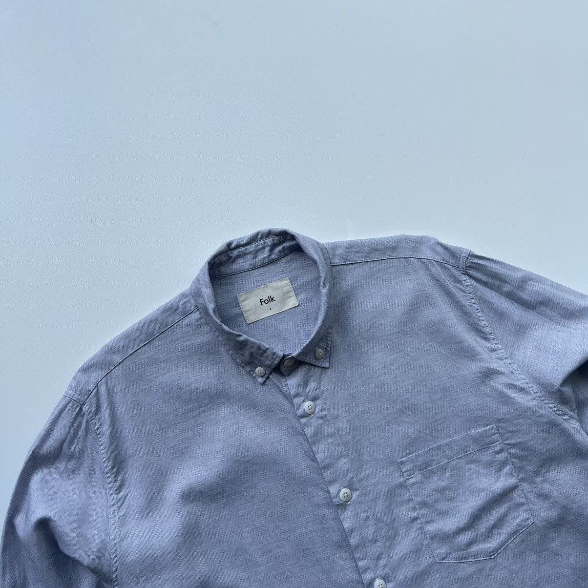 Folk Folk Pocket Relaxed Fit Lightweight Button Ups Shirt Blue Size US L / EU 52-54 / 3 - 2 Thumbnail