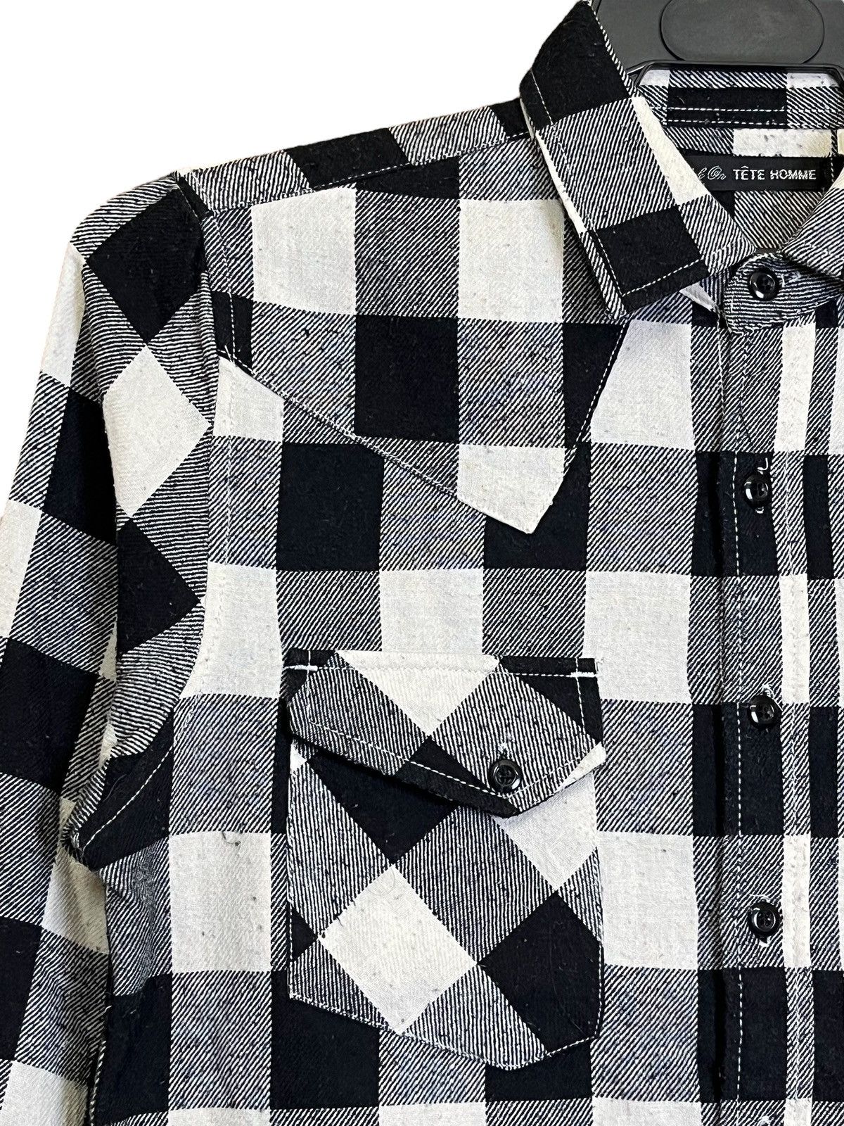 Tete Homme TETE HOMME issey miyake black on flannel button ups shirts Size US M / EU 48-50 / 2 - 6 Thumbnail