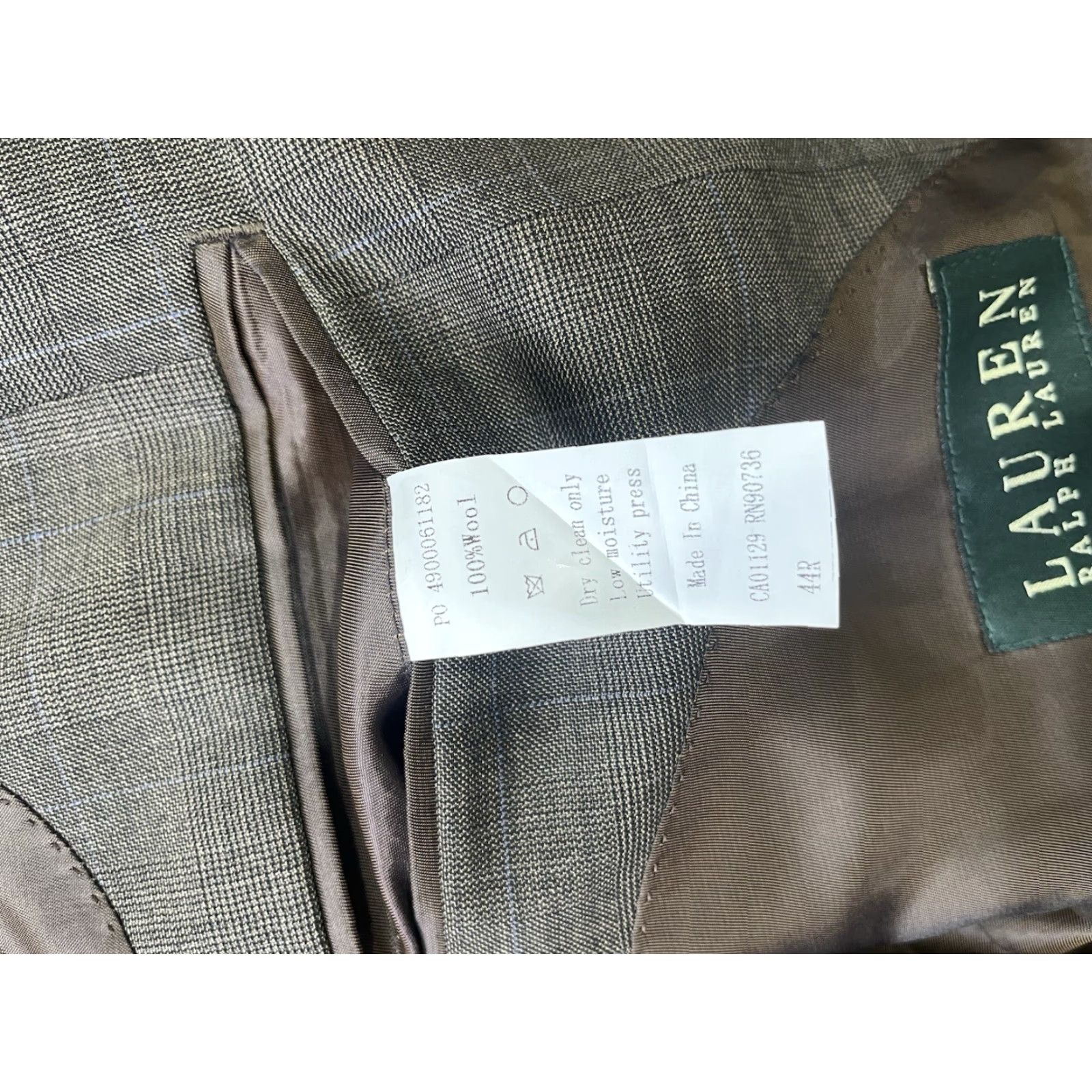 Ralph Lauren Lauren Ralph Lauren Lord And Taylor Mens Blazer Gray 2 Piece Regular Wool Notch Lapel Long Single-Breasted Two-Button 44 48R Vintage N/A Mens Size 44R - 7 Thumbnail