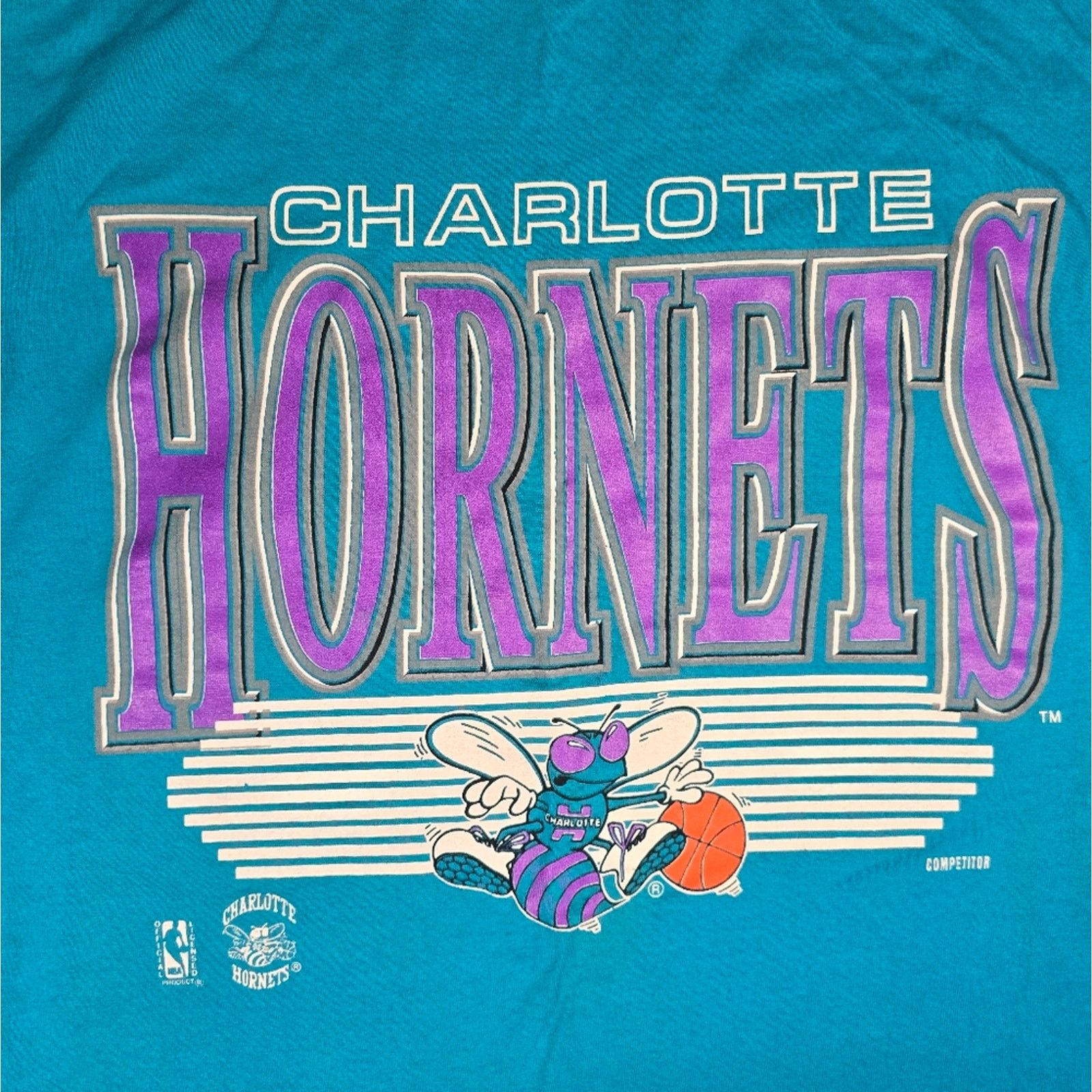 NBA × Vintage Vintage 90s Charlotte Hornets NBA Single Stitch Shirt XL USA Size US XL / EU 56 / 4 - 3 Thumbnail