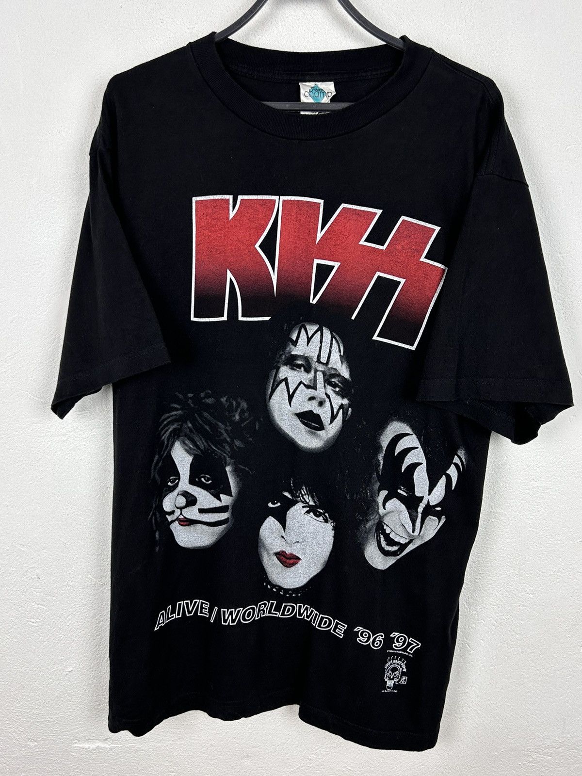 90s Vintage Kiss Alive Worldwide 1996 97 Tour Band T-Shirt Short 