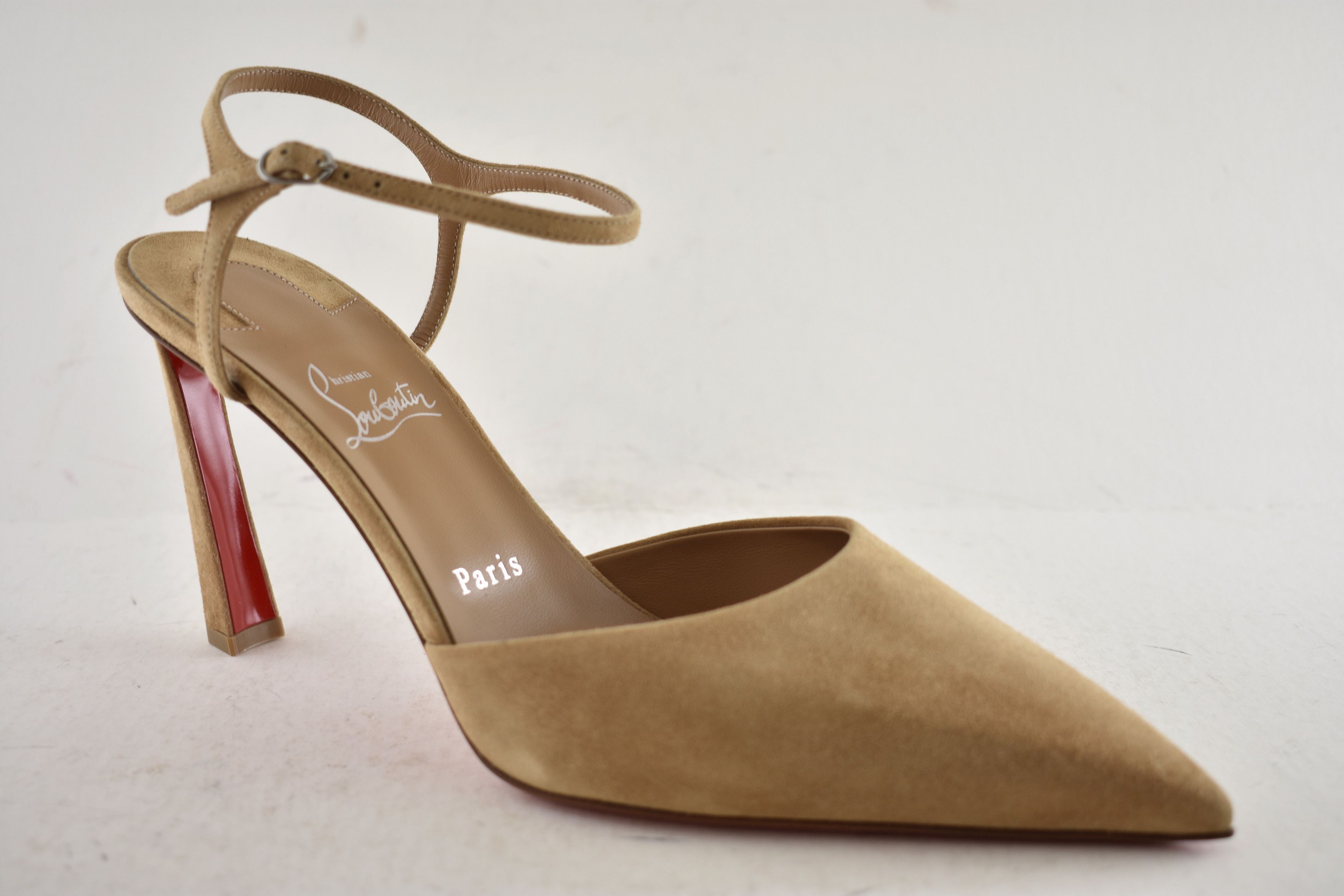 Christian Louboutin Condora Riviera 85 Lionne Beige Brown Strap Heel Pump 40 Size US 10 / IT 40 - 6 Thumbnail