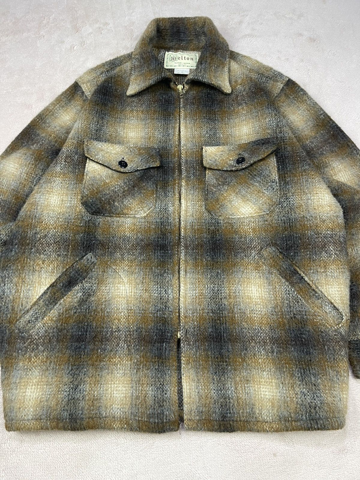 Vintage Vtg 80s Melton Shadow Plaid Flannel Tartan Jacket Size US M / EU 48-50 / 2 - 2 Thumbnail