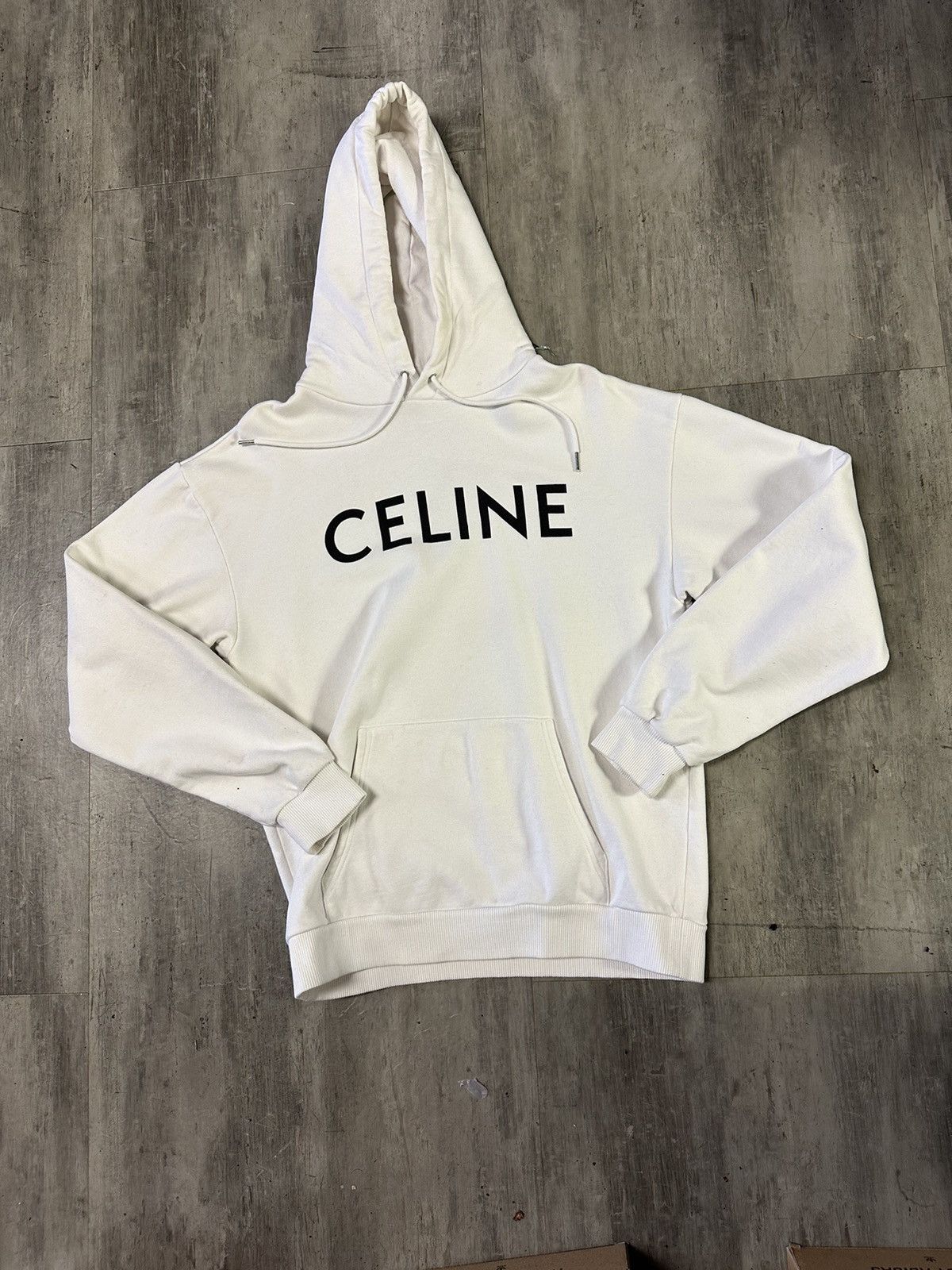 image of Celine Logo Hoodie, Small Preowned White, Men's