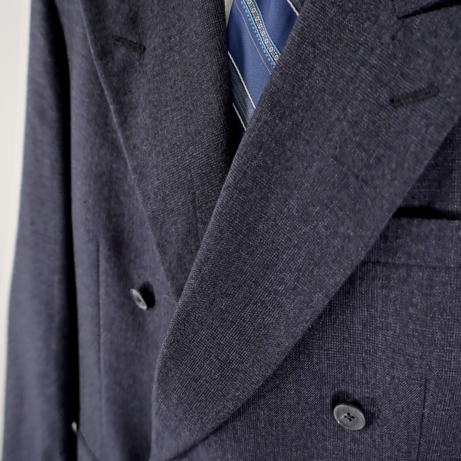 Austin Reed Austin Reed Flannel Wool Gray Peak Lapel Double Breasted Bla Size 42R - 3 Thumbnail