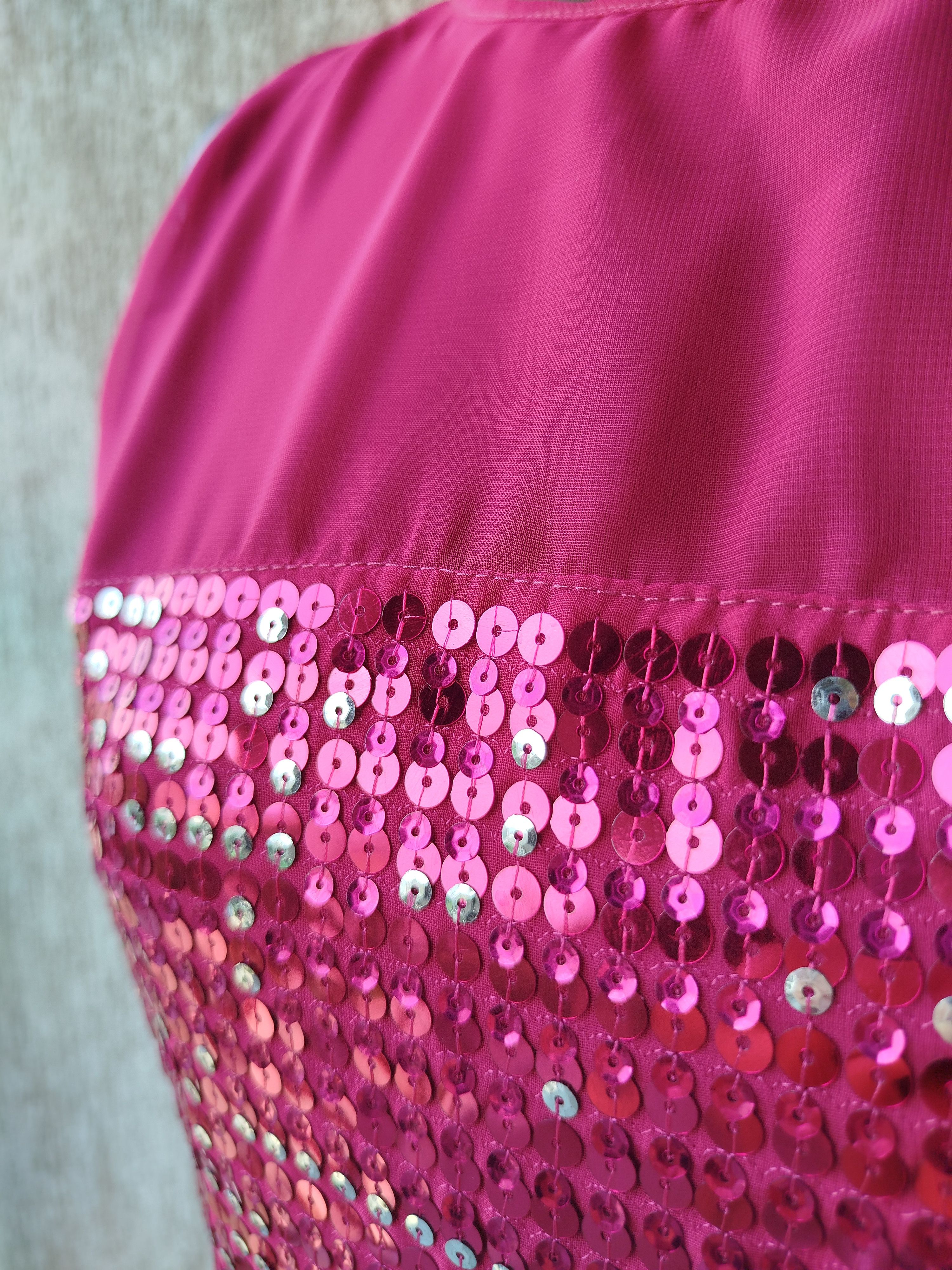 Blumarine Coctail Dress Fuchsia Sequins Brocade Vintage 00s Y2K Size M / US 6-8 / IT 42-44 - 4 Thumbnail