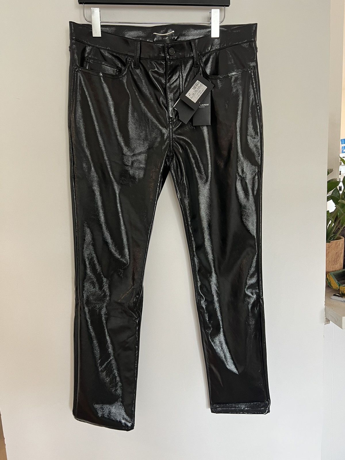 Saint Laurent Paris $790 BNWT laquered pants straight leg Size US 32 / EU 48 - 1 Thumbnail