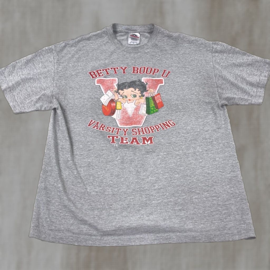 AAA VINTAGE Betty Boop Shirt Adult XL Gray Tee 90s Cartoon Logo Short Sleeve Crew Neck Men XL Gray Betty Boop Shirt Faded Vintage USA Size US XL / EU 56 / 4 - 1 Thumbnail