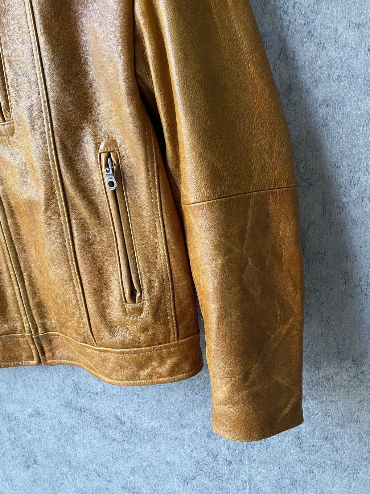 Japanese Brand Vintage Uniqlo Patina Design Leather Jacket Size US M / EU 48-50 / 2 - 6 Thumbnail