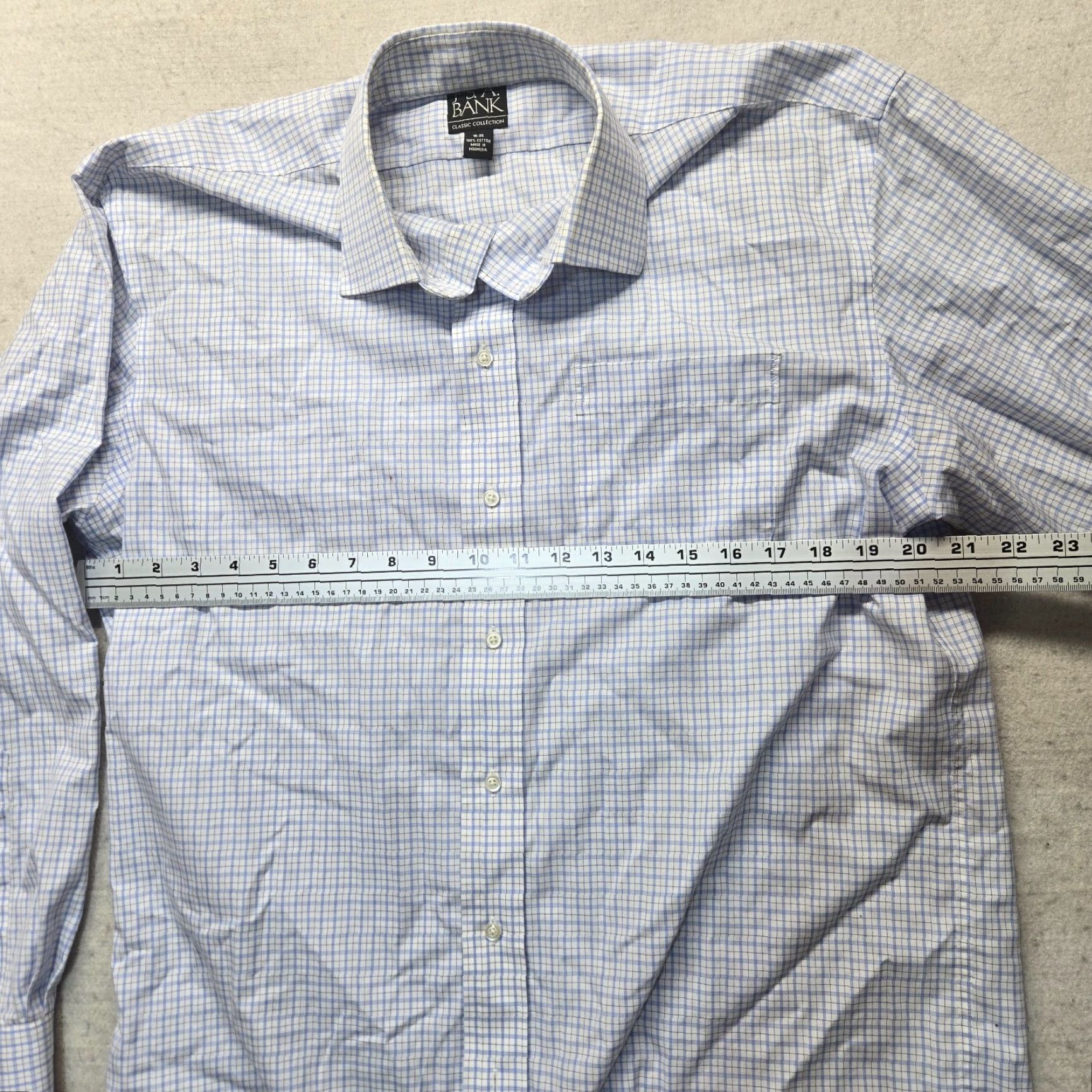Jos. A. Bank Jos A Bank Traveler Shirt White Blue Check Plaid Button Up Dress Adult Men 16 35 Shirt Men 16 Blue Plaid Button-Up DIY Size 42R - 4 Thumbnail