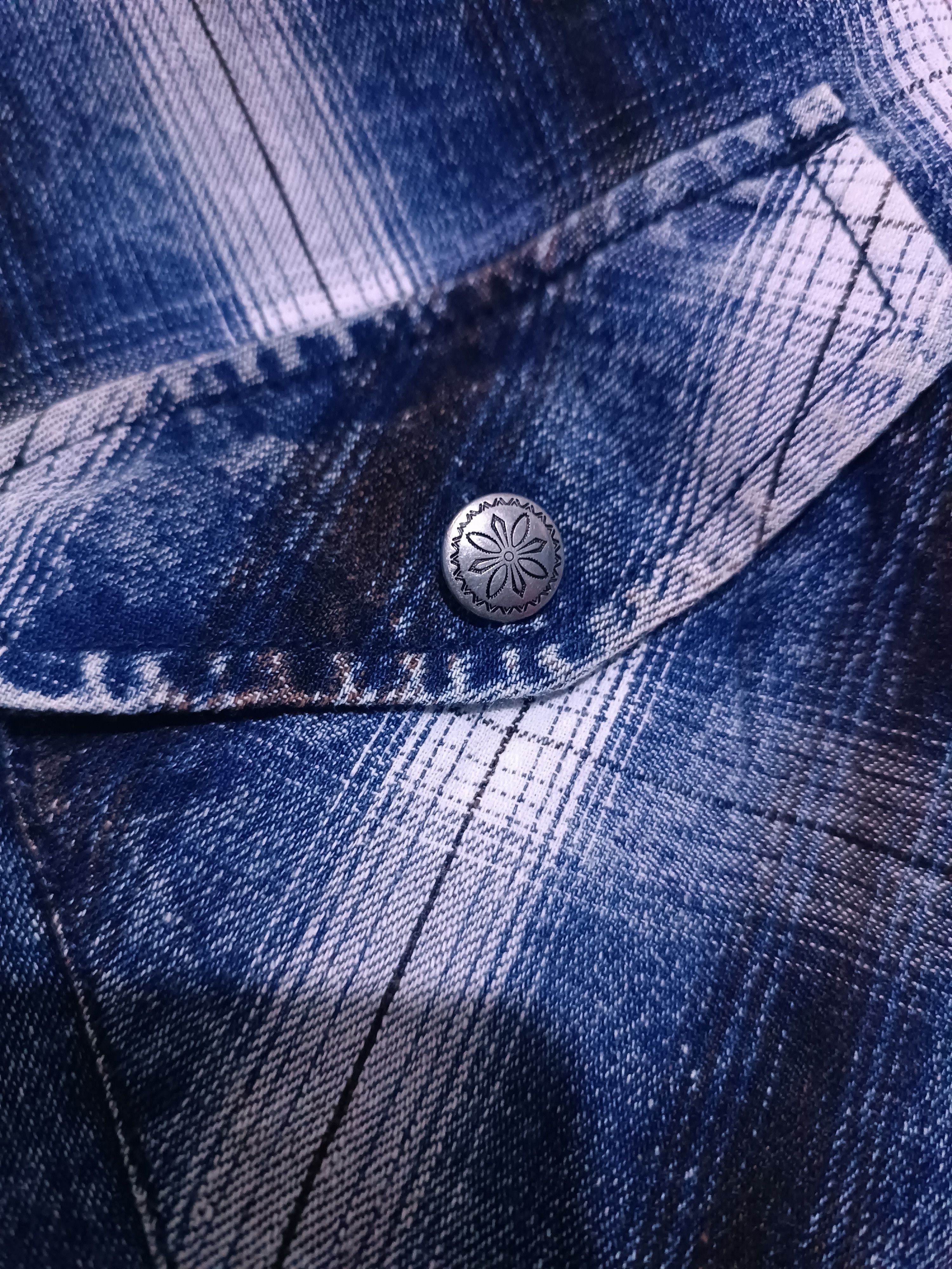 Japanese Brand Vintage Spinash Indigo Wash Check Western Style Size US L / EU 52-54 / 3 - 7 Thumbnail