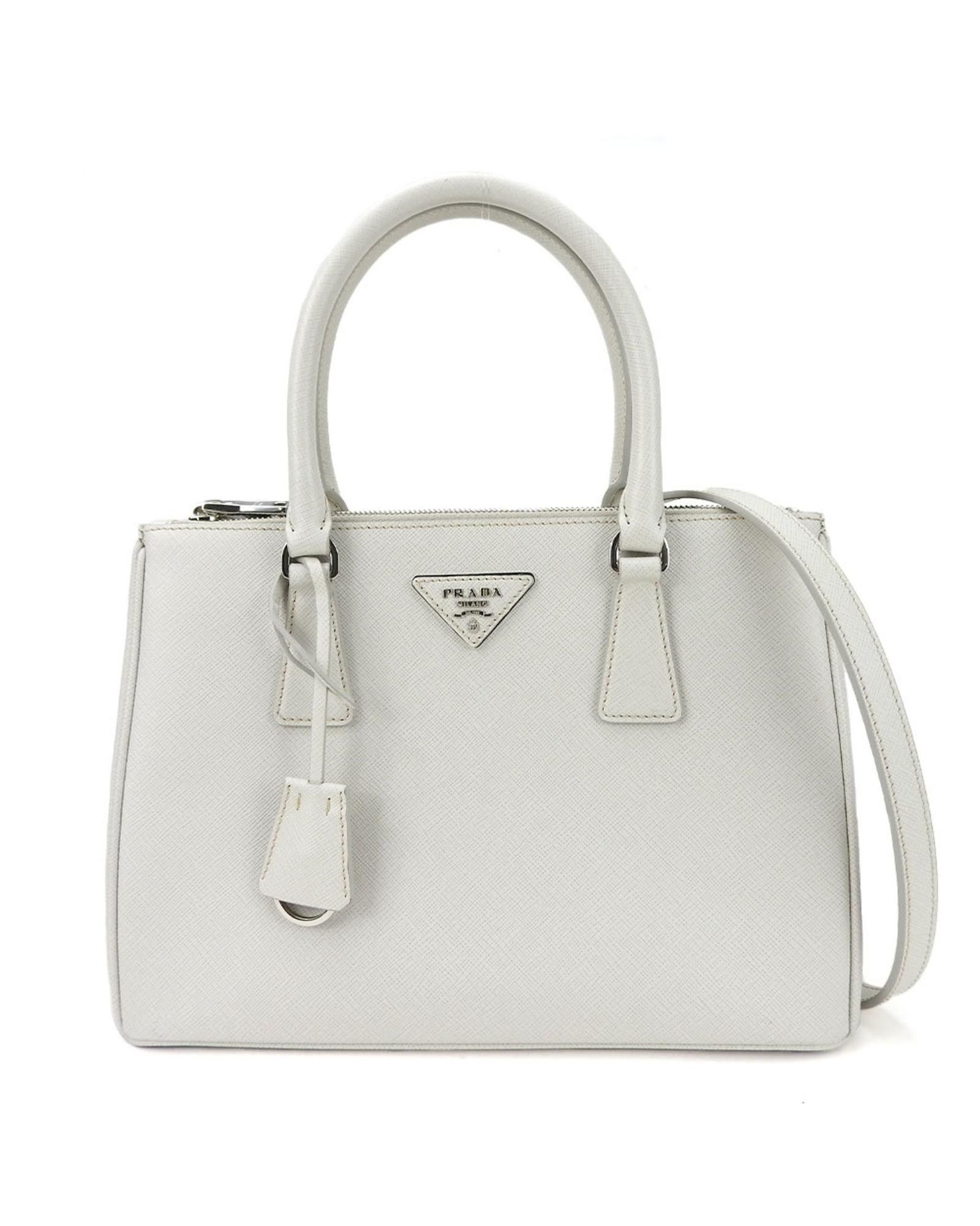 image of Prada Elegant Saffiano Leather Handbag For Women in White