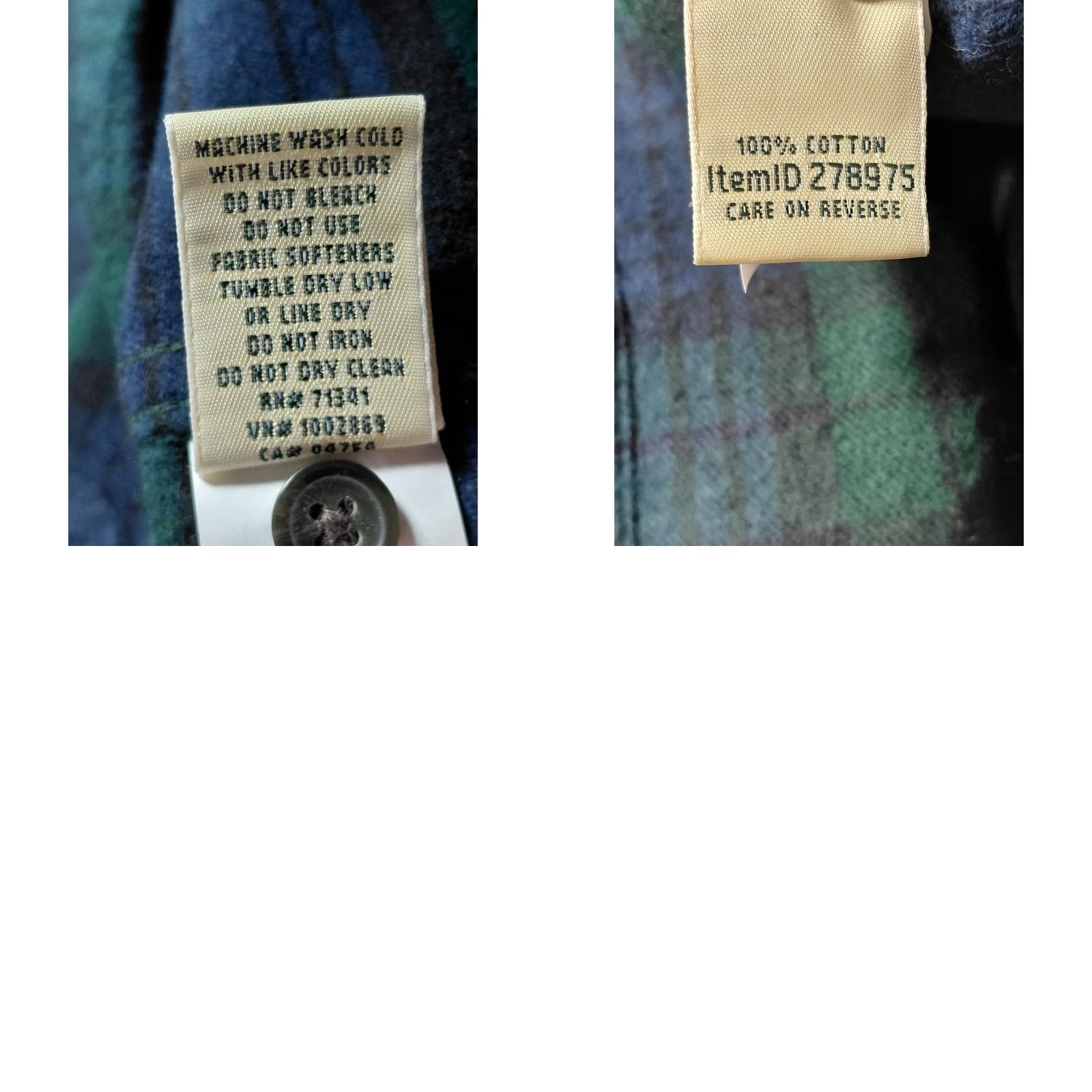 Vintage L.L.Bean Plaid Shirt Blue Green Relaxed Fit 1X Plus Long Sleeve Collared Button 100% Cotton Woven Size XL / US 12-14 / IT 48-50 - 8 Thumbnail