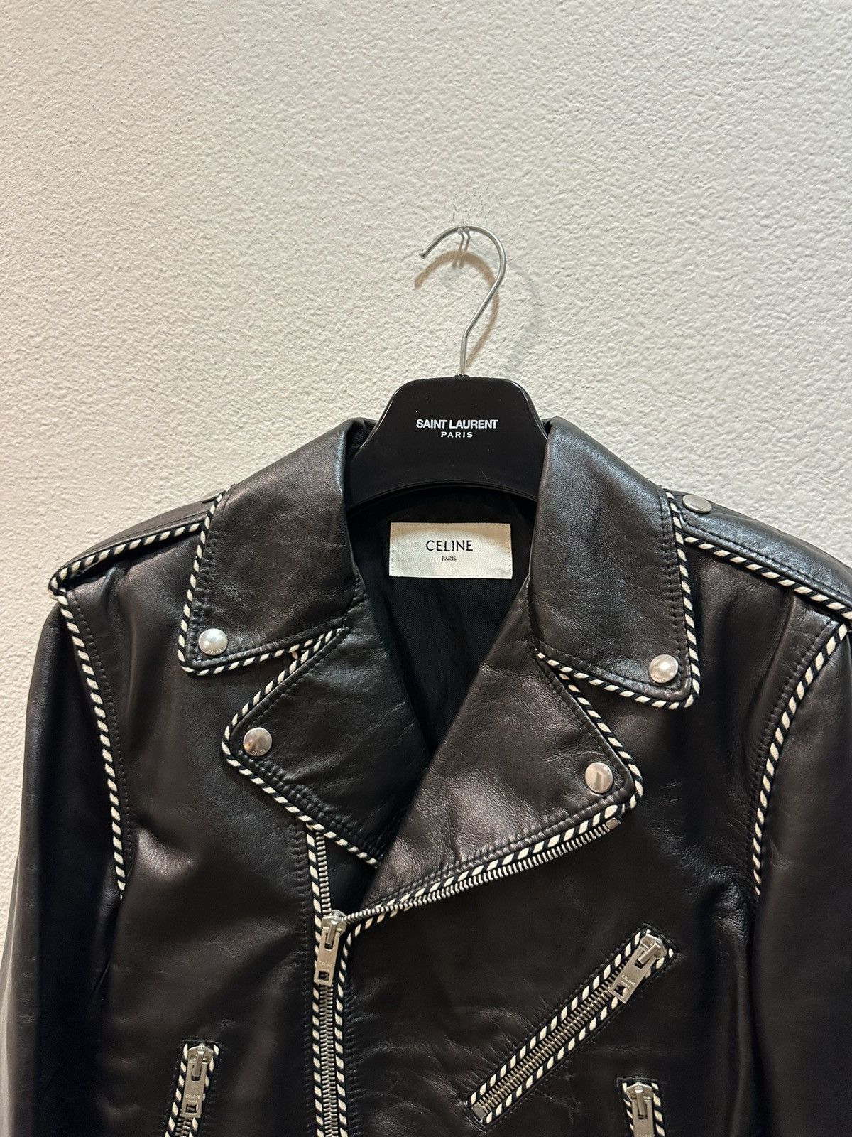 Celine × Hedi Slimane FW19 Braided Piping Calfskin Leather Jacket 48 Size US M / EU 48-50 / 2 - 2 Thumbnail