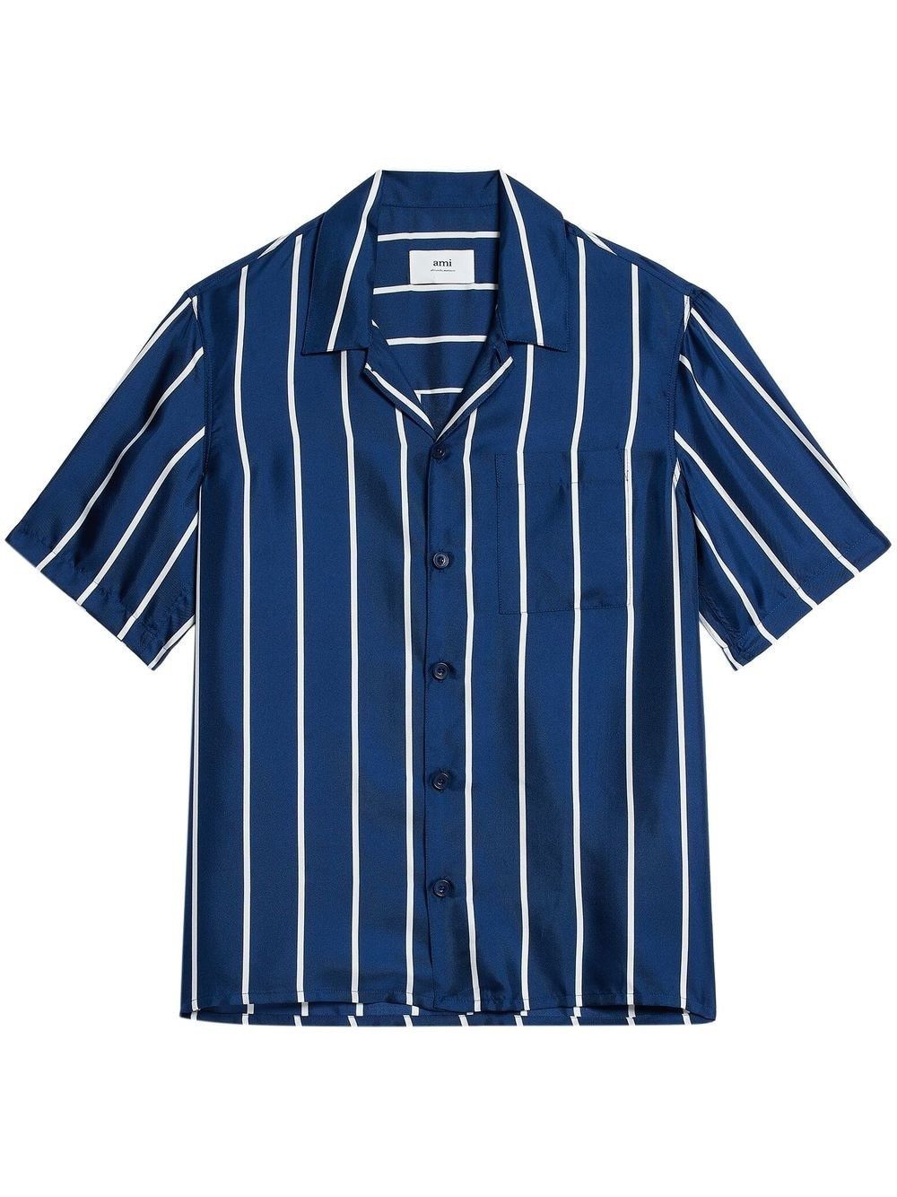 AMI Ami Silk Striped Short-Sleeve Shirt Size US L / EU 52-54 / 3 - 1 Thumbnail