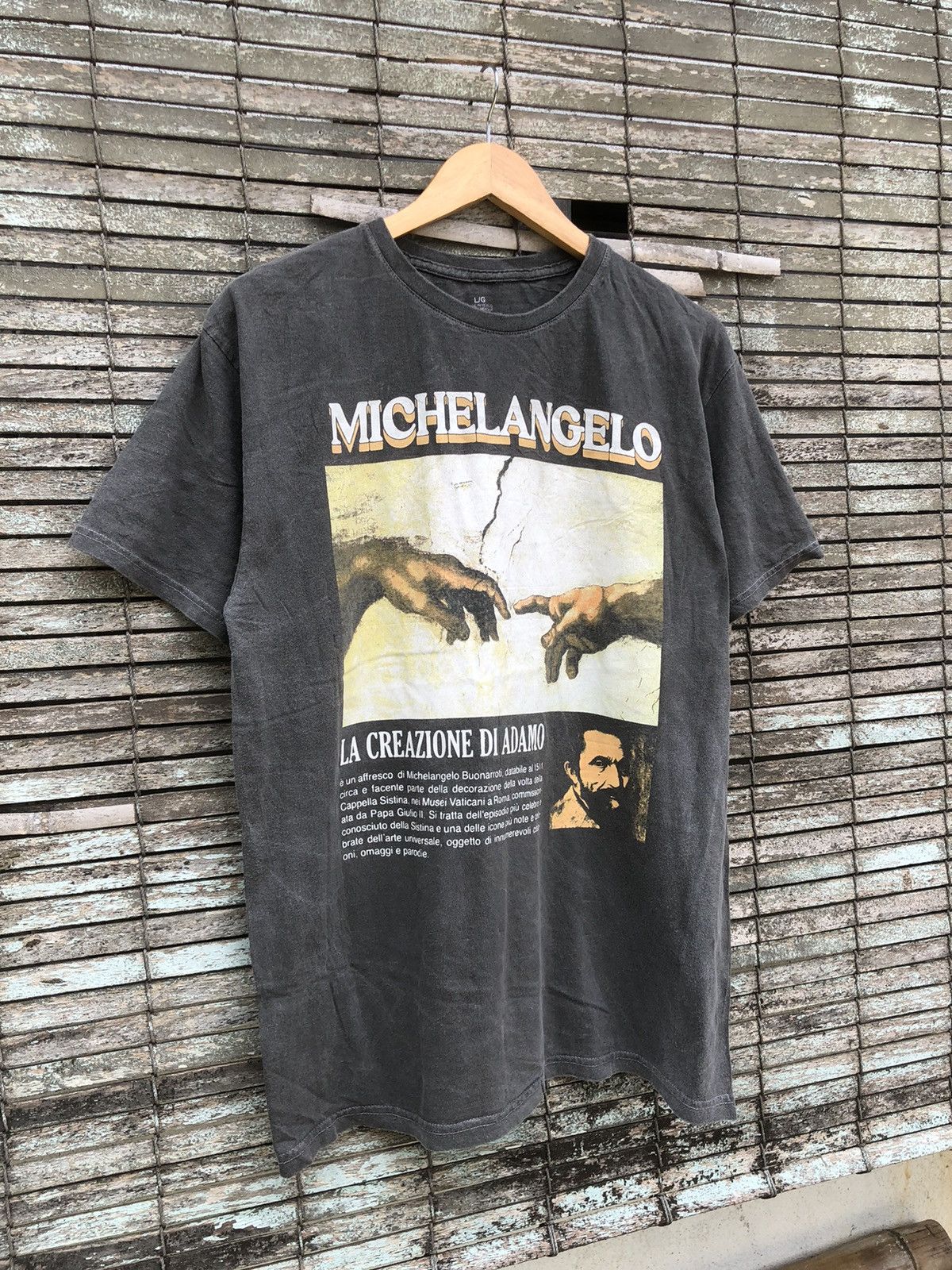 Vintage Vintage Sunfaded Michelangelo Famous Fresco Art Tshirt Size US L / EU 52-54 / 3 - 2 Thumbnail