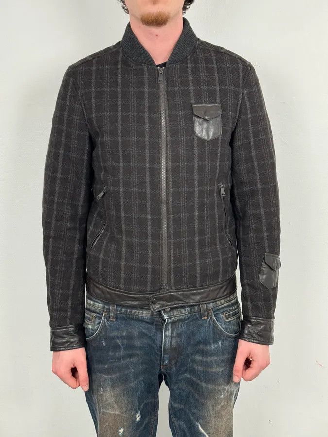 Dolce & Gabbana 2000s Dolce & Gabbana Dark Grey Wool Shattered Bomber Jacket Size US M / EU 48-50 / 2 - 2 Thumbnail