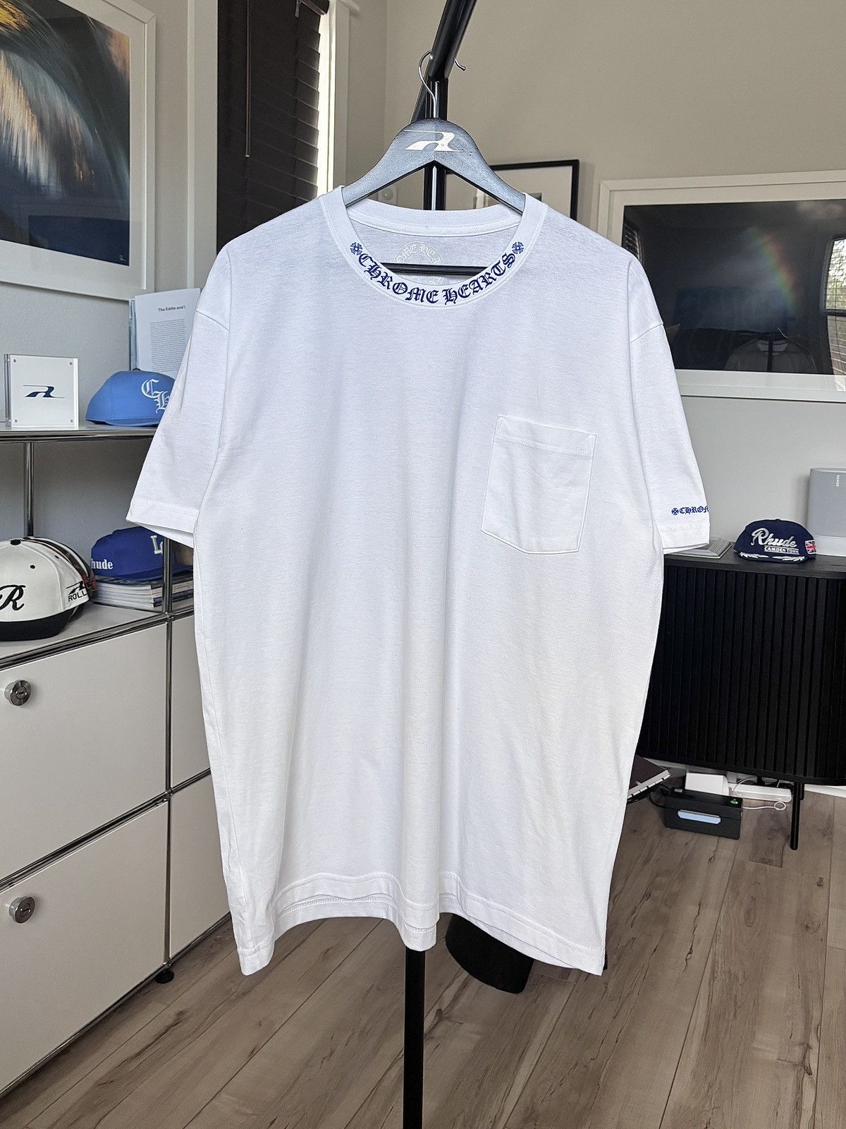 Chrome Hearts BRAND NEW | RECEIPT | BARTH BLUE NECK LOGO TEE Size US XL / EU 56 / 4 - 1 Thumbnail