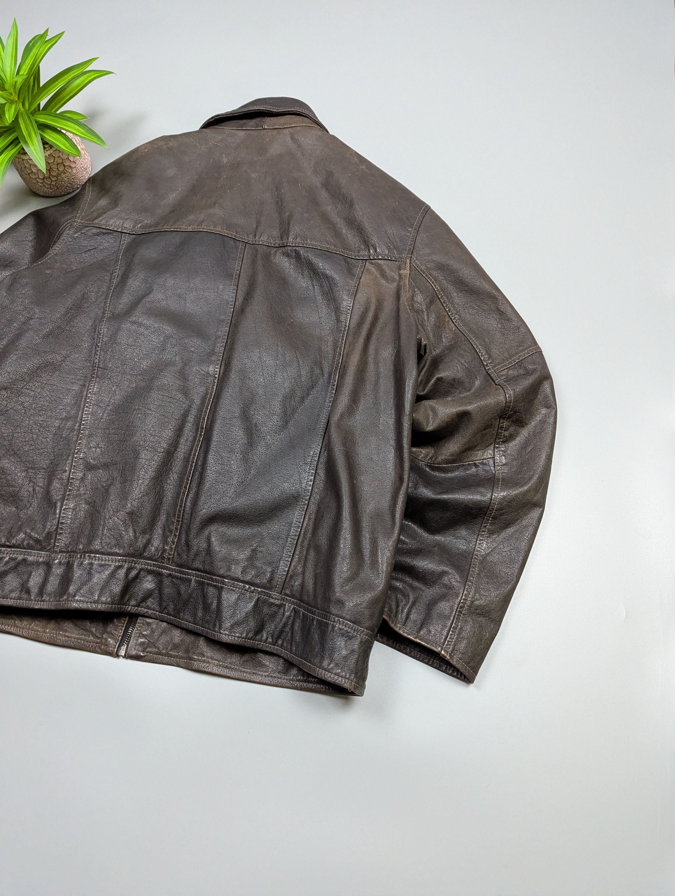 Vintage TRAPPER Mens Brown Multi-Pocket Leather Vintage Biker Jacket Size US XL / EU 56 / 4 - 21 Thumbnail