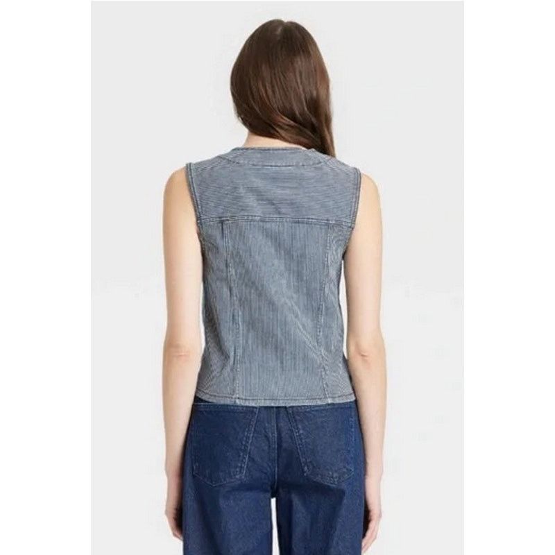 Other Universal Thread Striped Denim Vest Size L NWT Size L / US 10 / IT 46 - 2 Thumbnail