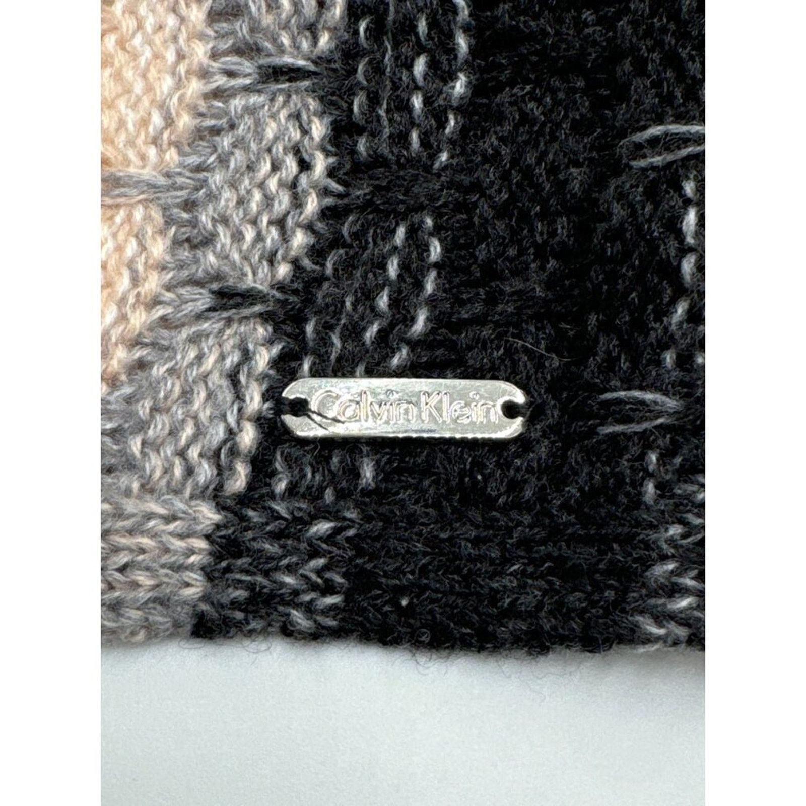 Calvin Klein Calvin Klein Striped Knit Infinity Scarf Black Beige Size ONE SIZE - 3 Thumbnail