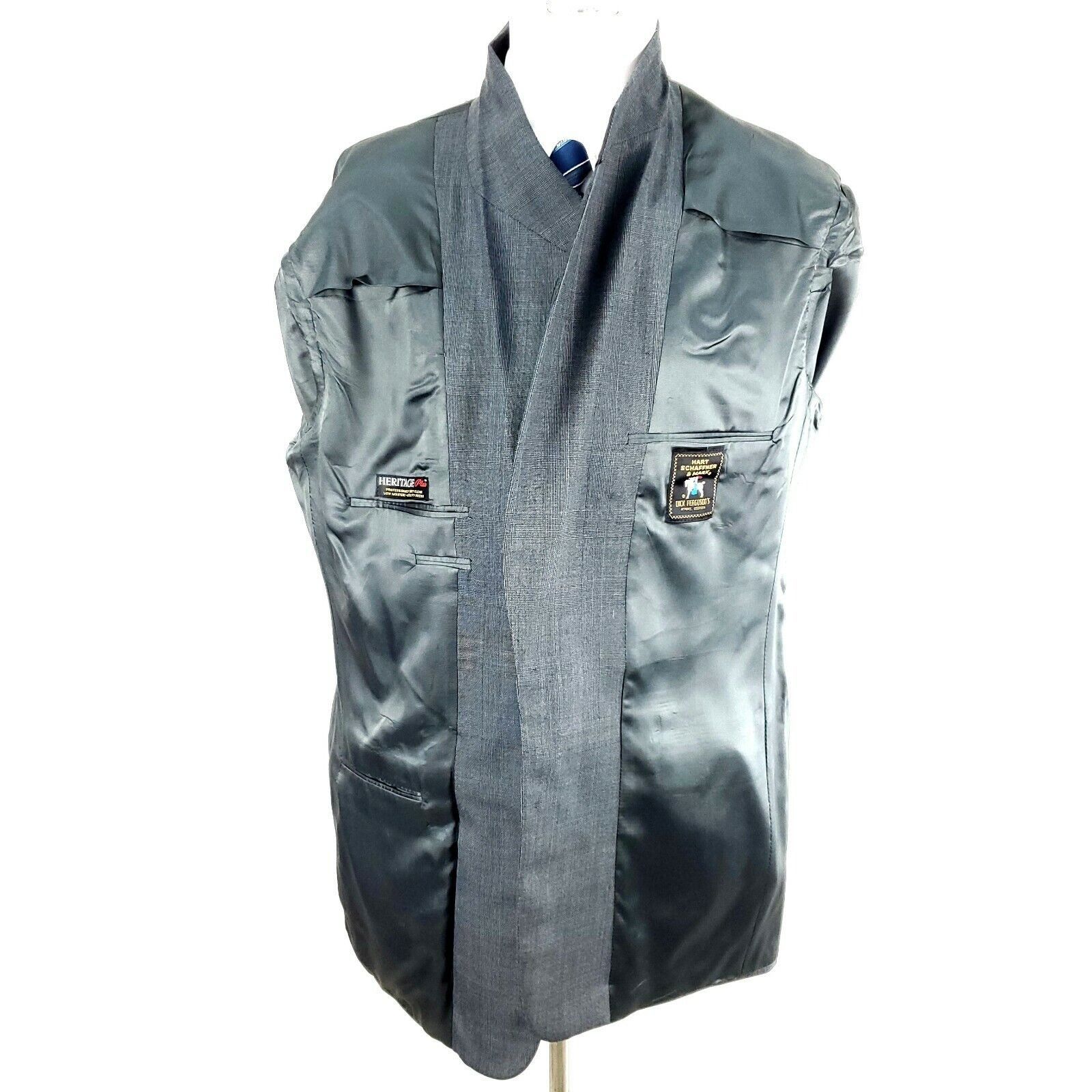 Hart Schaffner Marx Hart Schaffner Marx 44L 2 Button Glen Check Wool Gray Blazer Size 44L - 11 Thumbnail