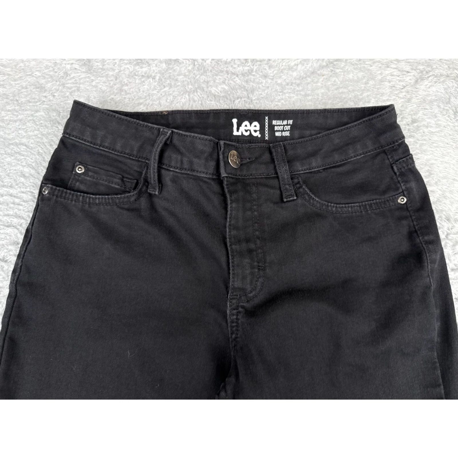 Lee Lee Jeans Women 4 Black Denim Bootcut Mid Rise Regular Fit Cotton 27x31 Jeans Size 27" / US 4 / IT 40 - 4 Thumbnail