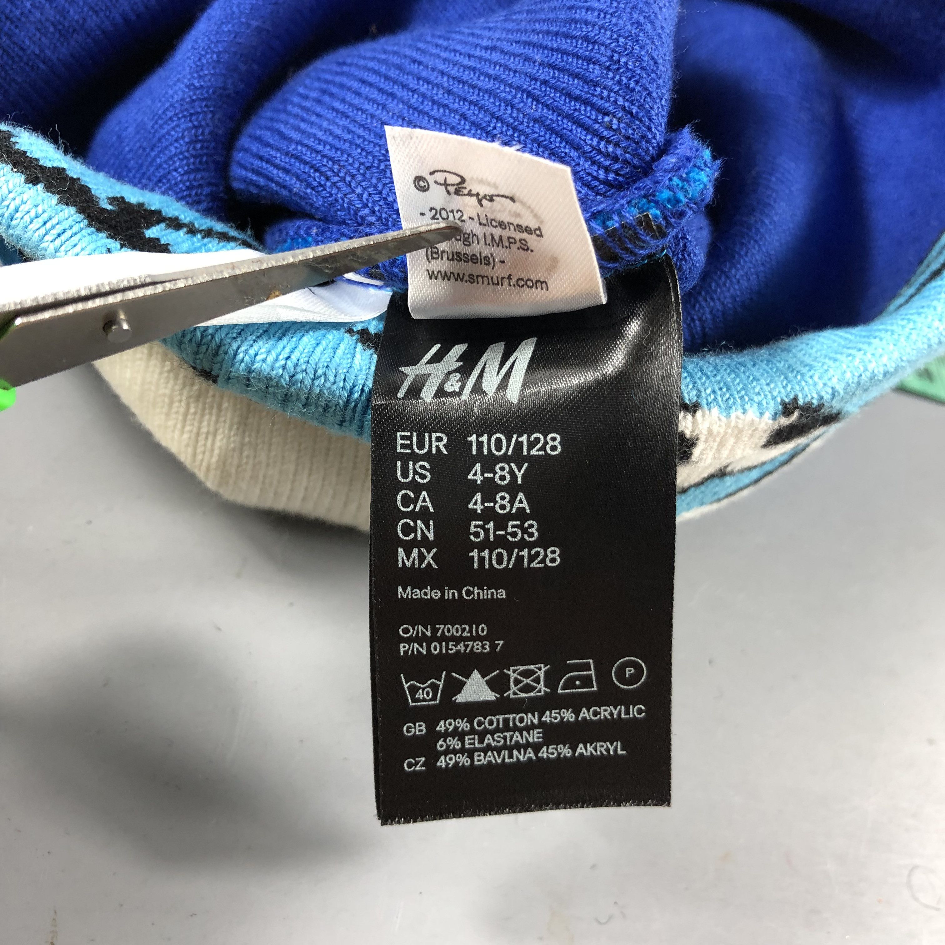 H&M Smurf Cotton Beanie Snowcap Snow Hat B718 Size ONE SIZE - 5 Thumbnail