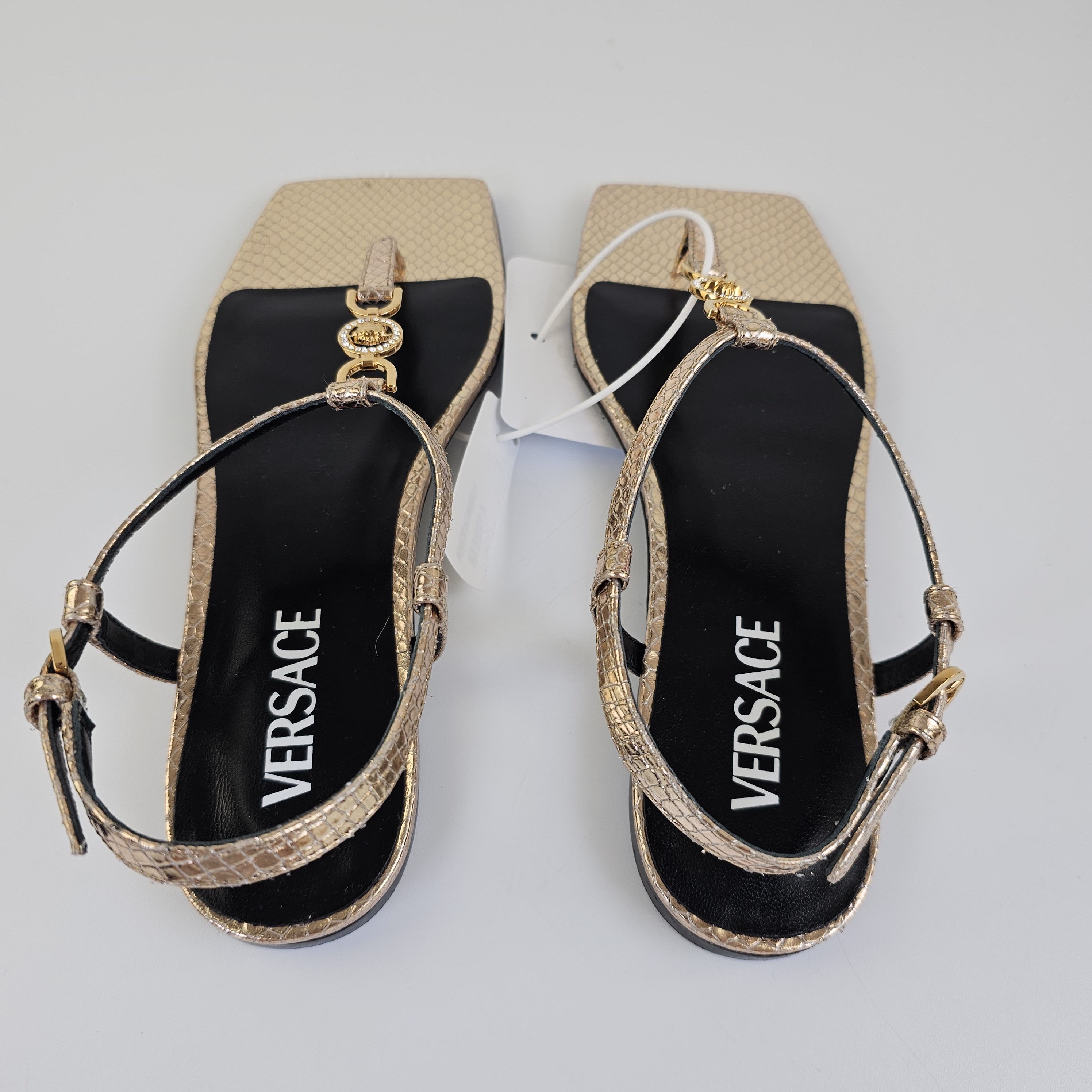Versace Versace Medusa '95 Gold Leather Flat Sandals New Size US 7 / IT 37 - 5 Thumbnail
