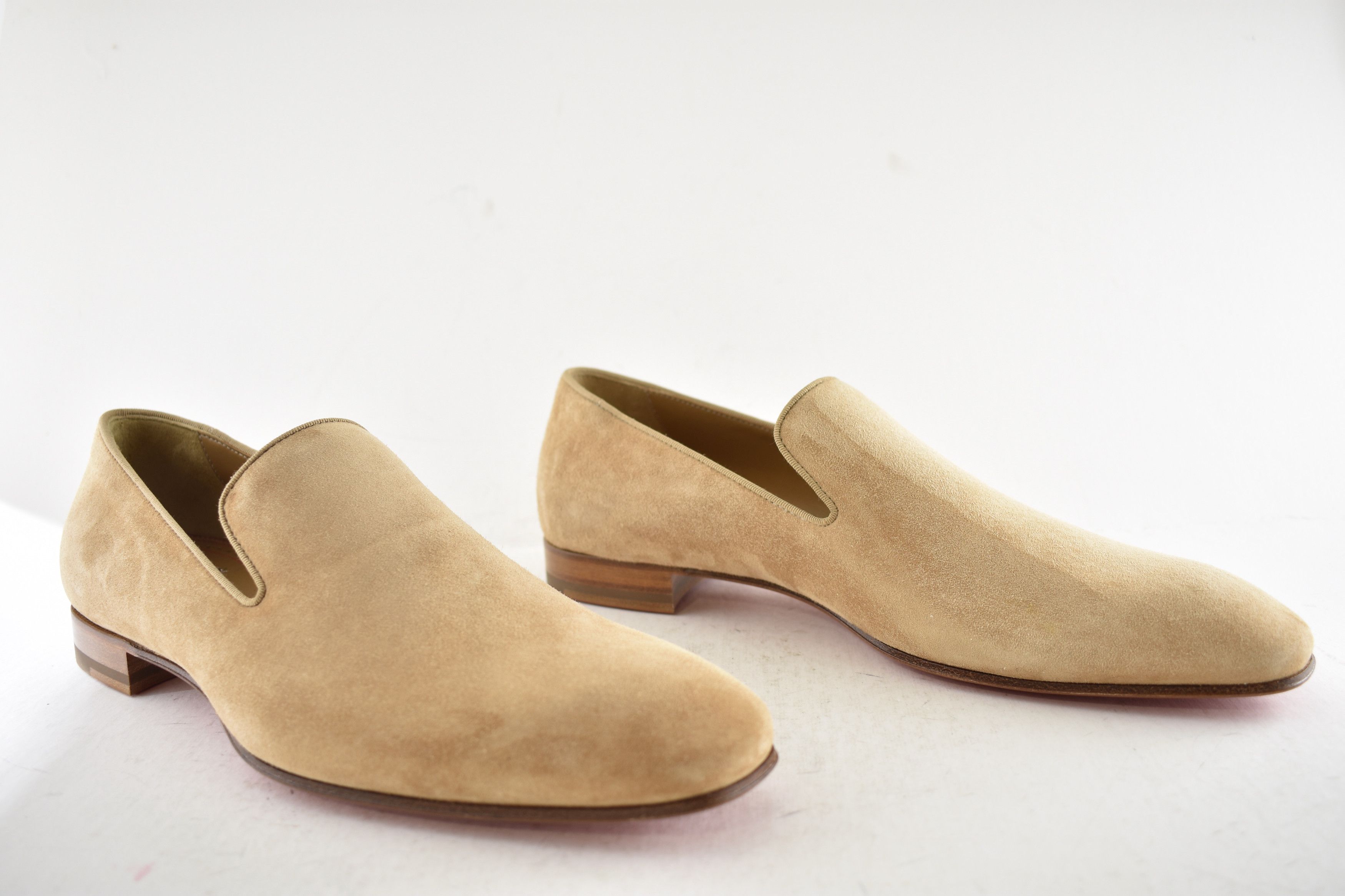 Christian Louboutin Mens Dandelion Flat Lionne Beige Suede Dress Loafer 44 11 Size US 11 / EU 44 - 4 Thumbnail